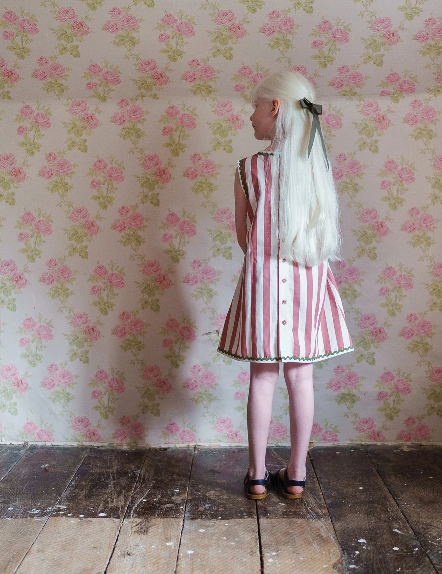 Hannah Dress in Raspberry Stripe - Image 4