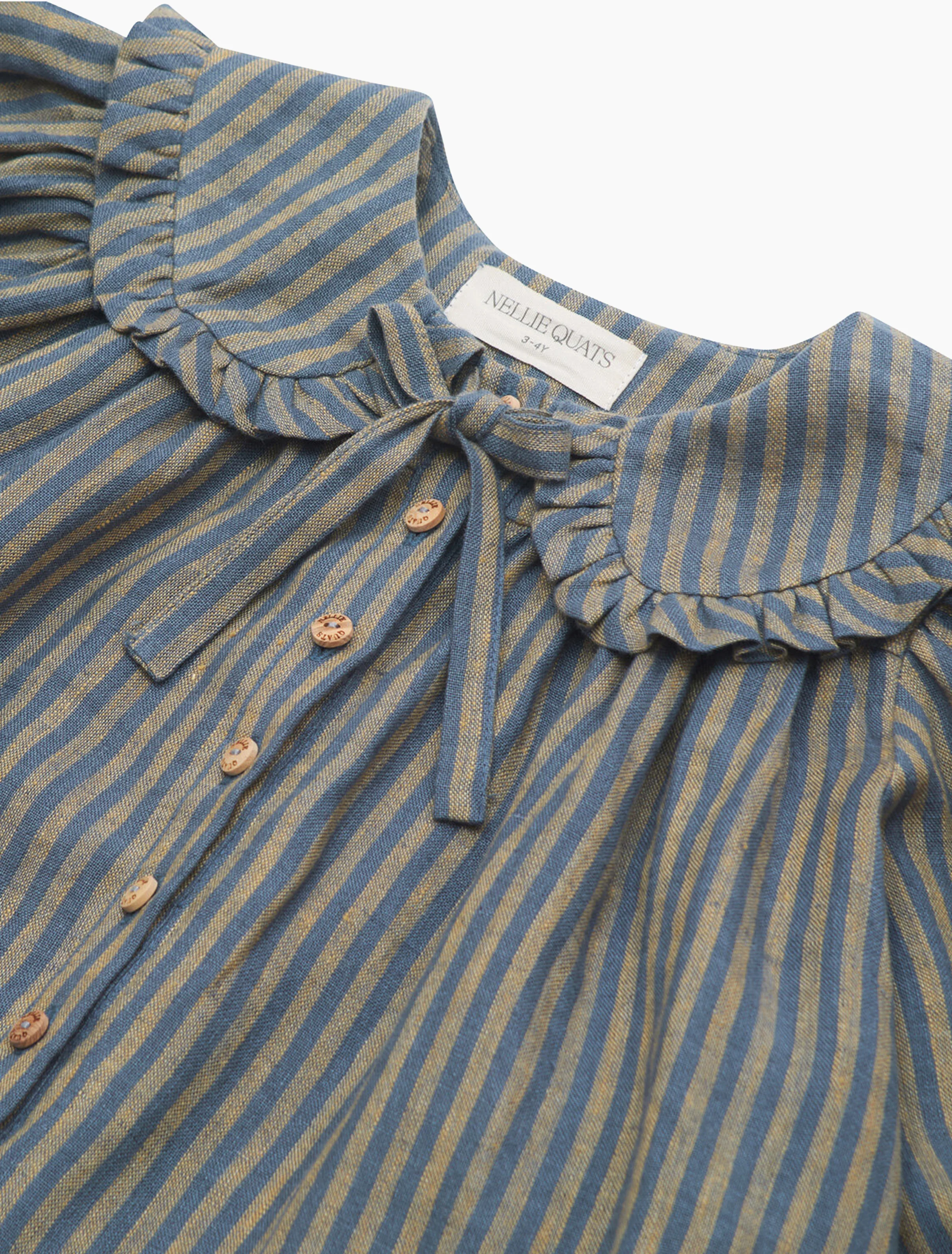 Iris Blouse in Stonewash Blue & Butter Stripe Linen - Image 3