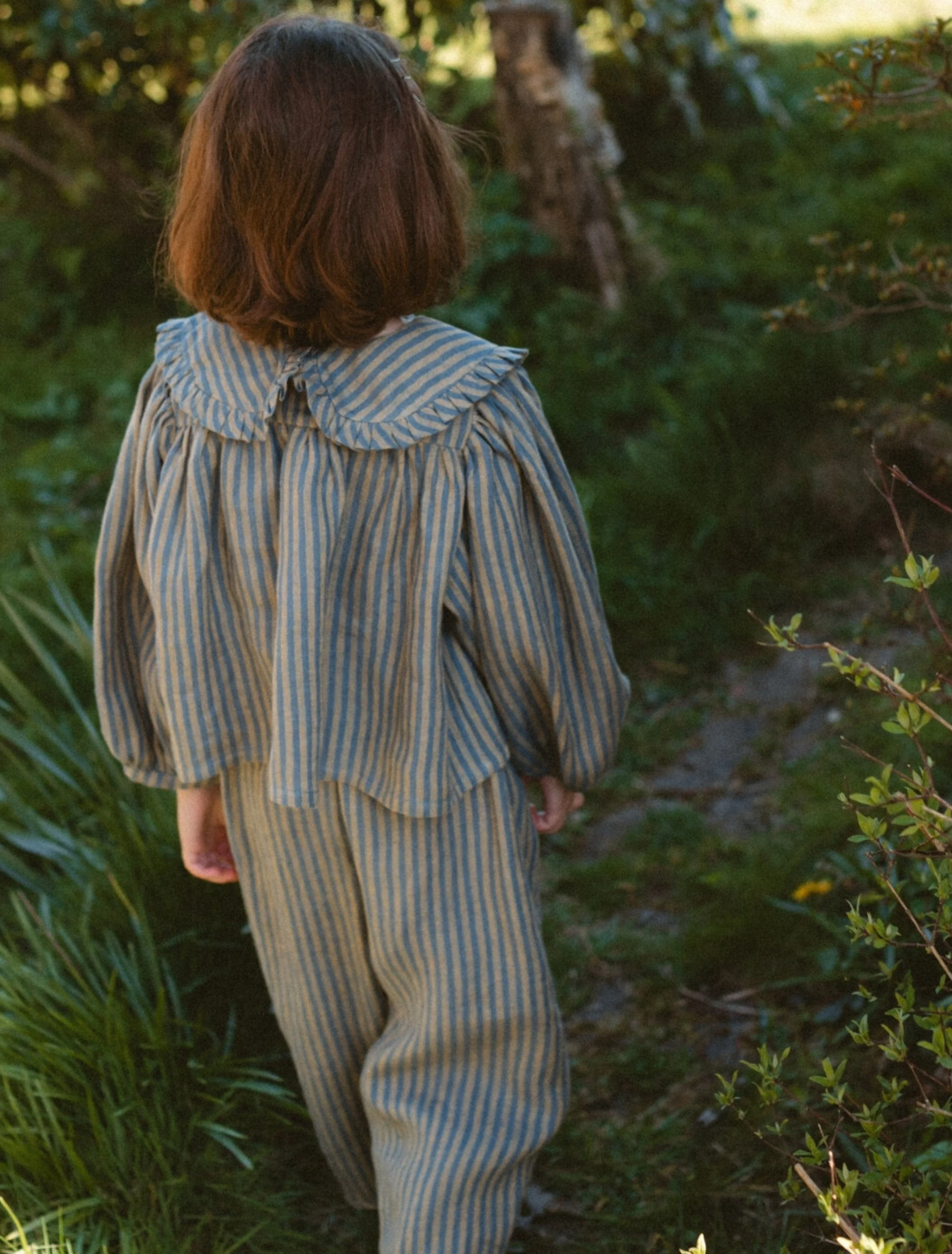 Iris Blouse in Stonewash Blue & Butter Stripe Linen - Image 5