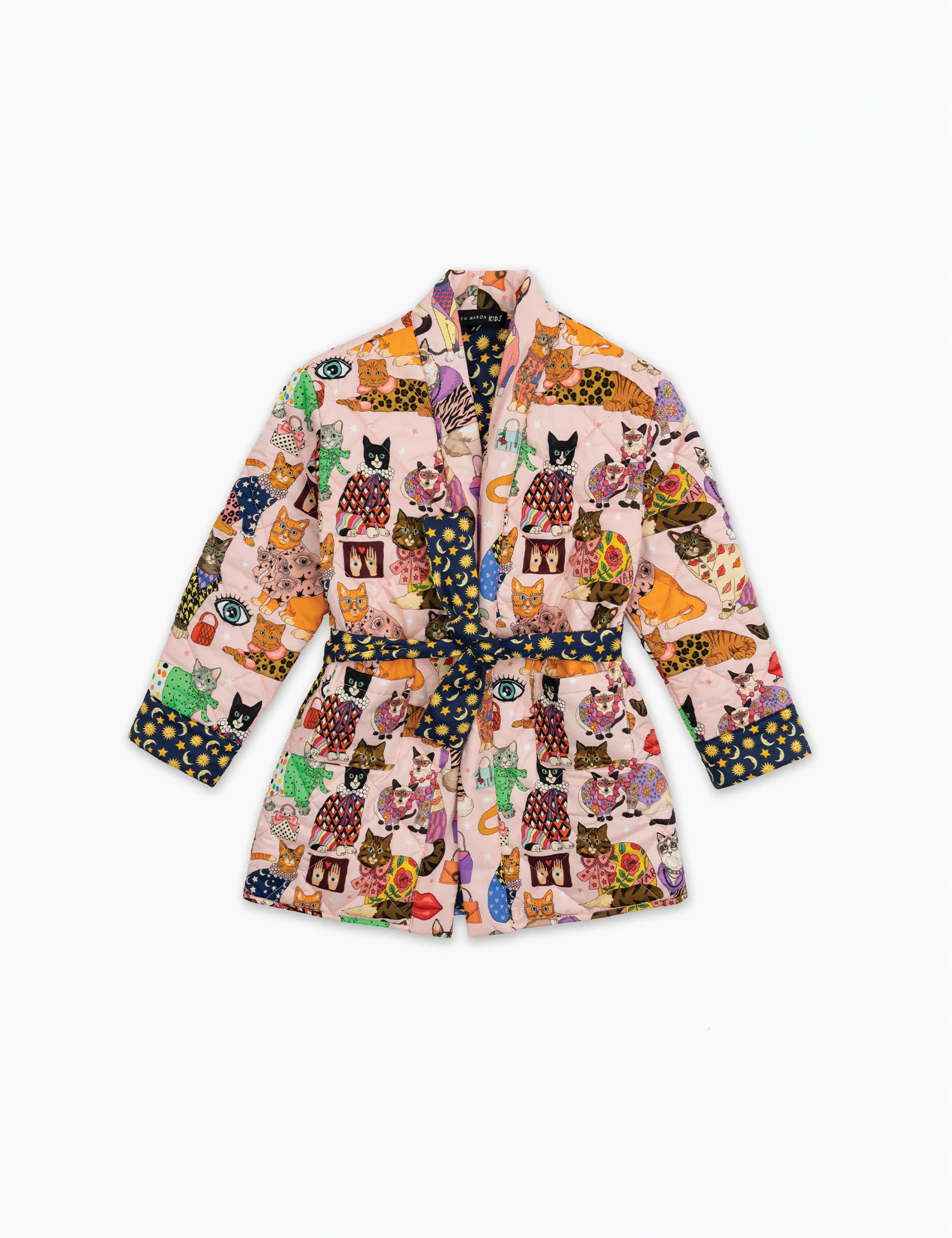 Kids Quilted Robe in Fashion Cats - Image 3