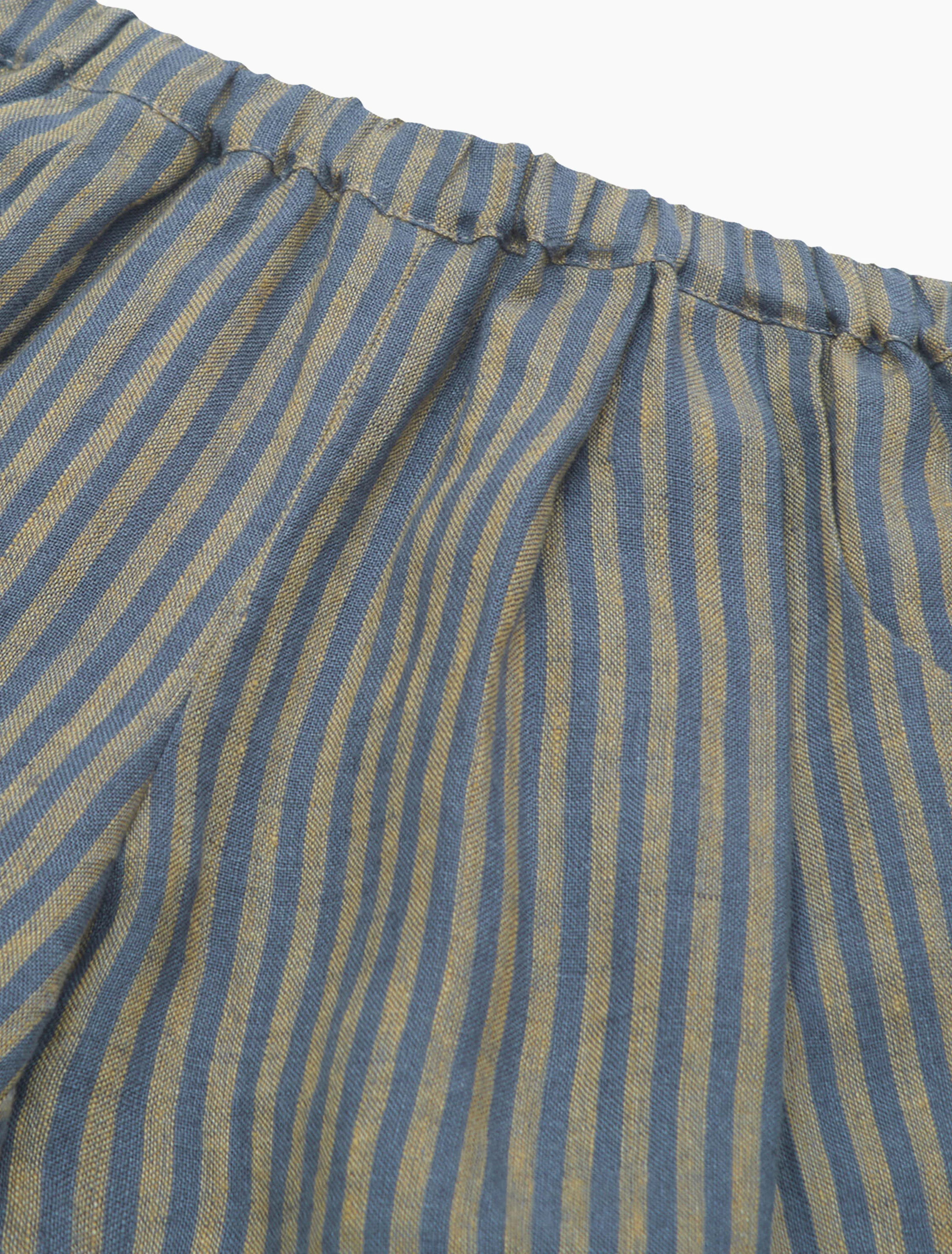 Kit Trousers in Stonewash Blue & Butter Stripe Linen - Image 3