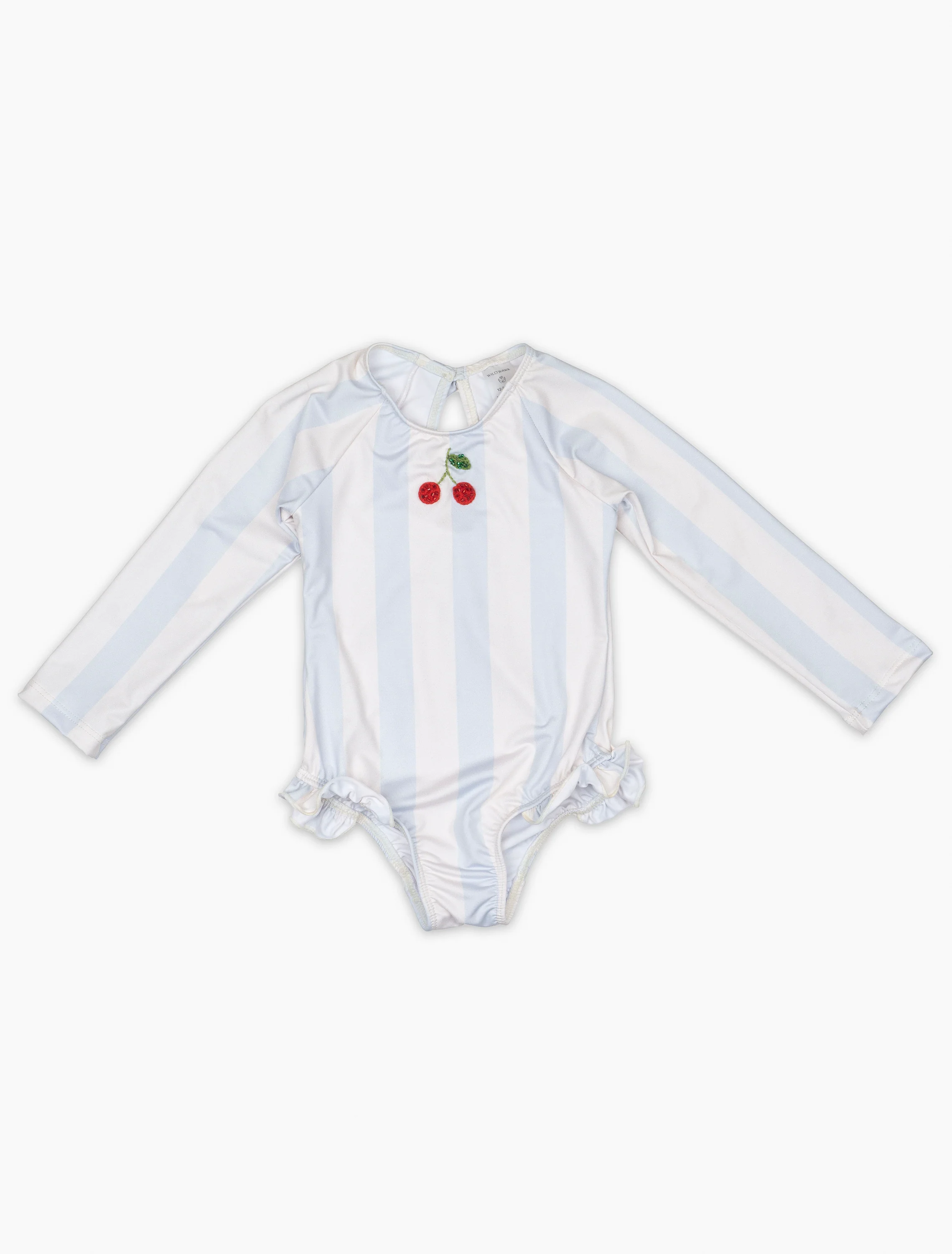 L/S Cherry Swimsuit in Blue Stripe
