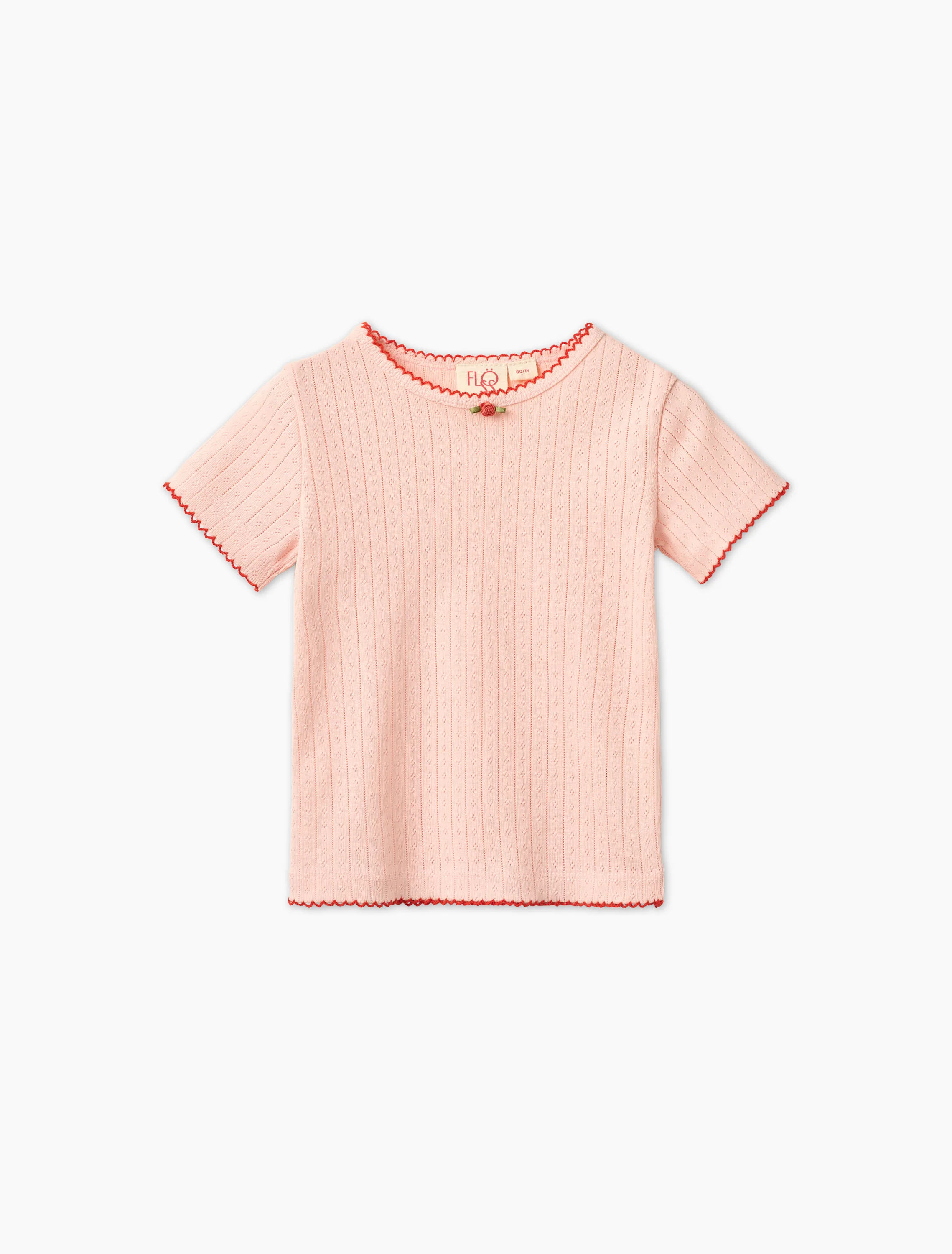 Liva SS Pointelle Blouse in Soft Rose