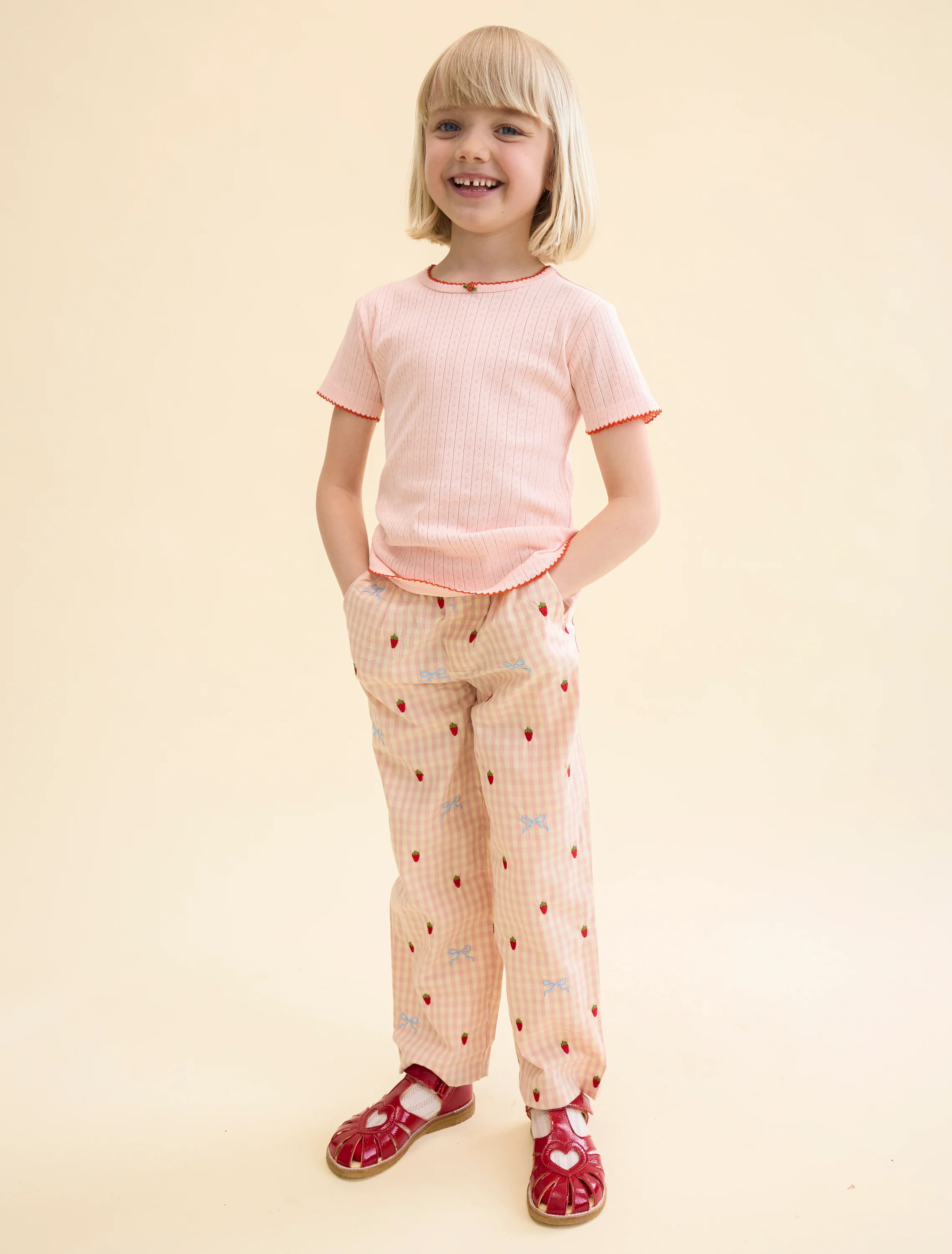 Liva SS Pointelle Blouse in Soft Rose - Image 2