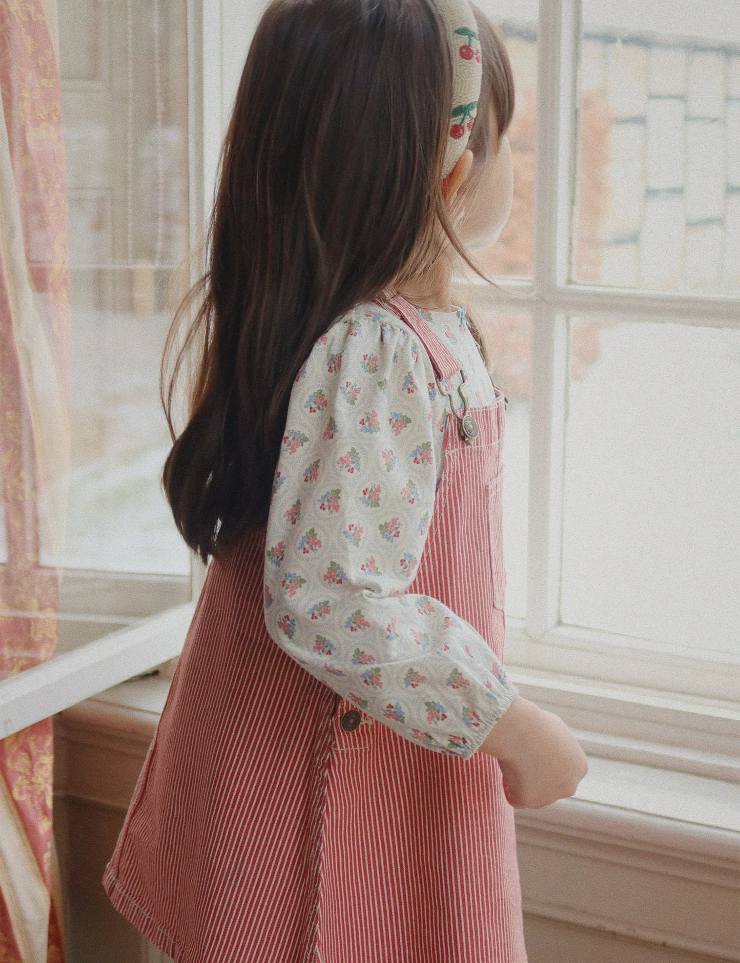 Luc Spencer Overall Dress in Milk Rouge Stripe - Image 3