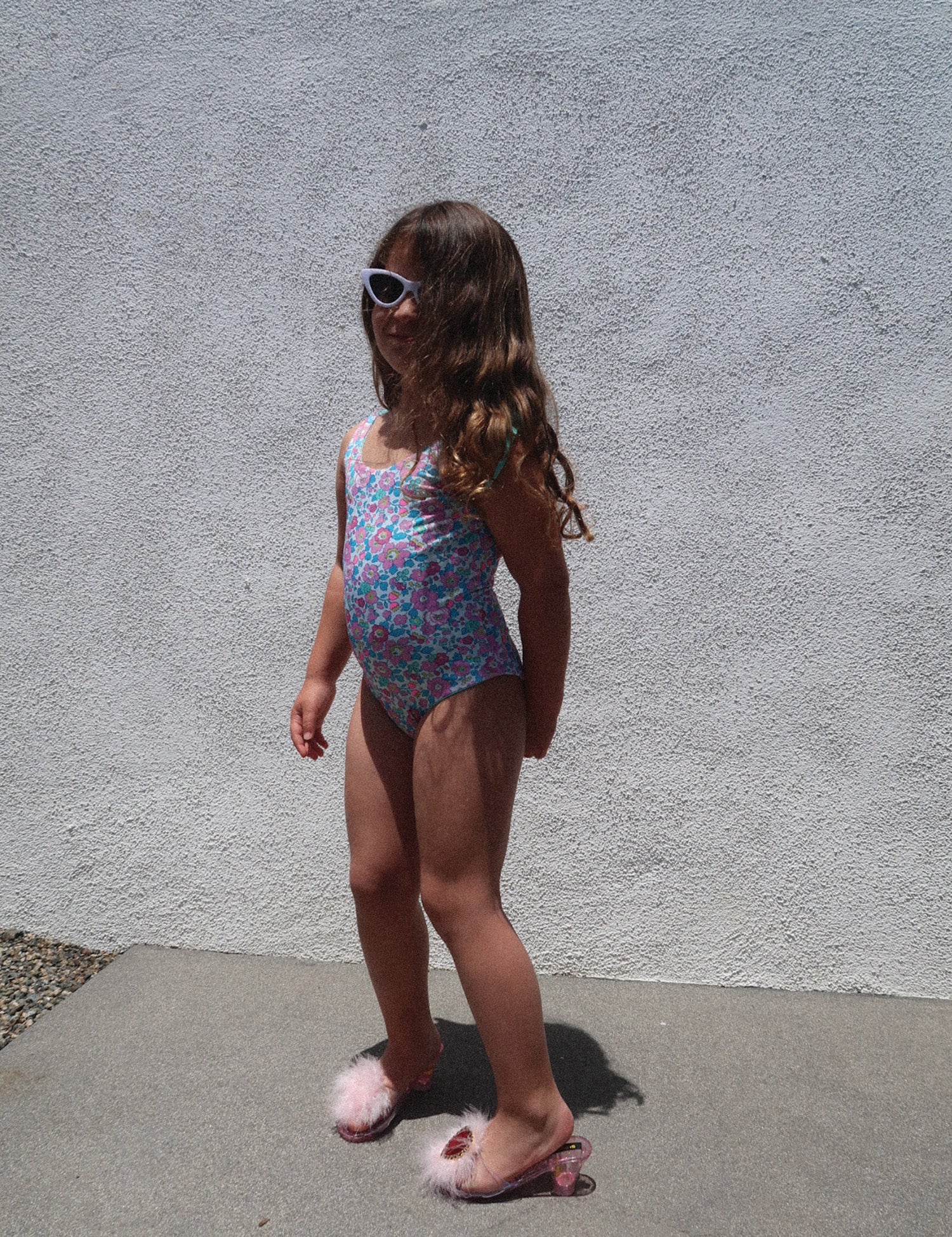 Double Bows Swimsuit in Liberty Betsy Fluo Rosa Azzurro - Image 3