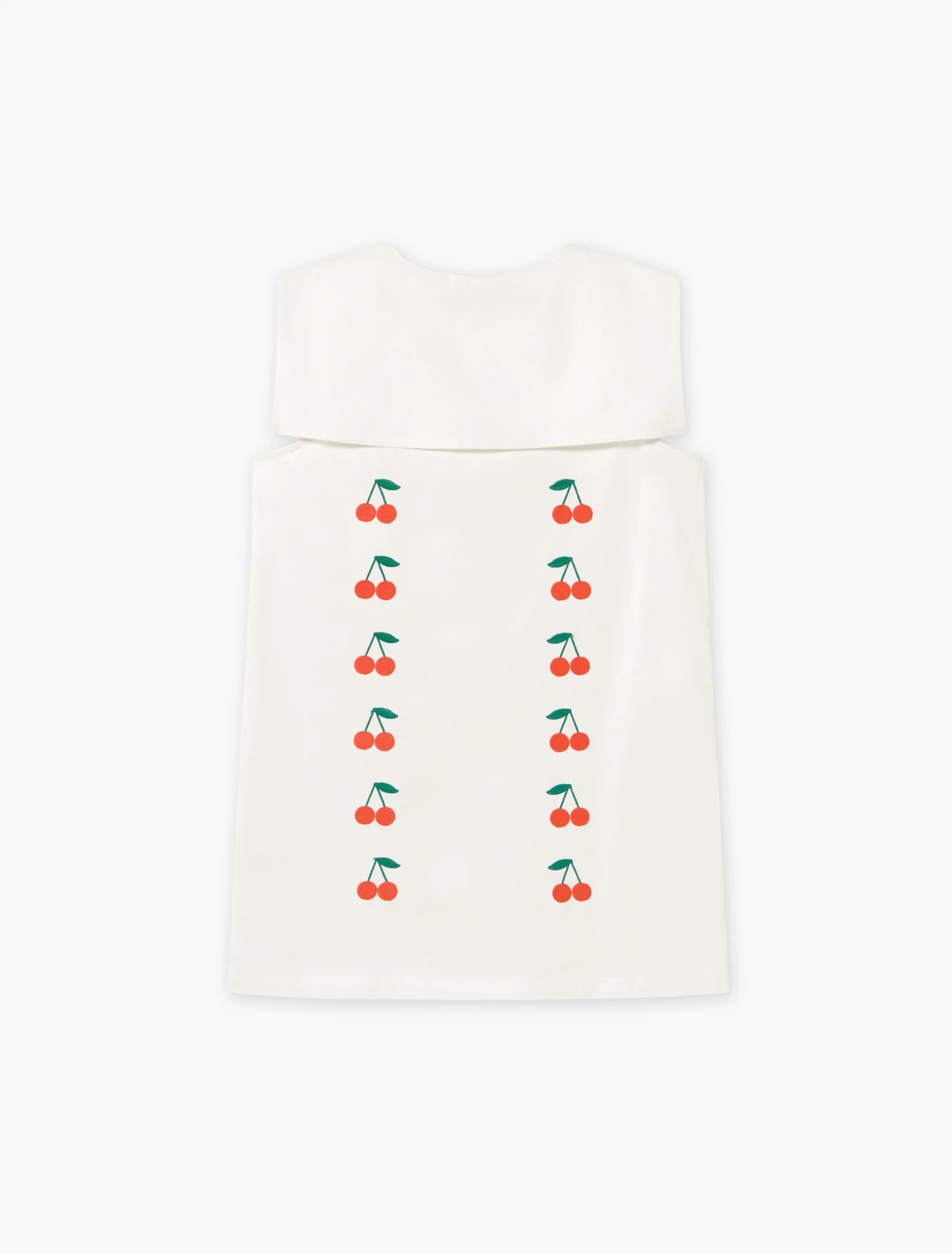 Mini Cherries Twill Dress in Off-White - Image 4