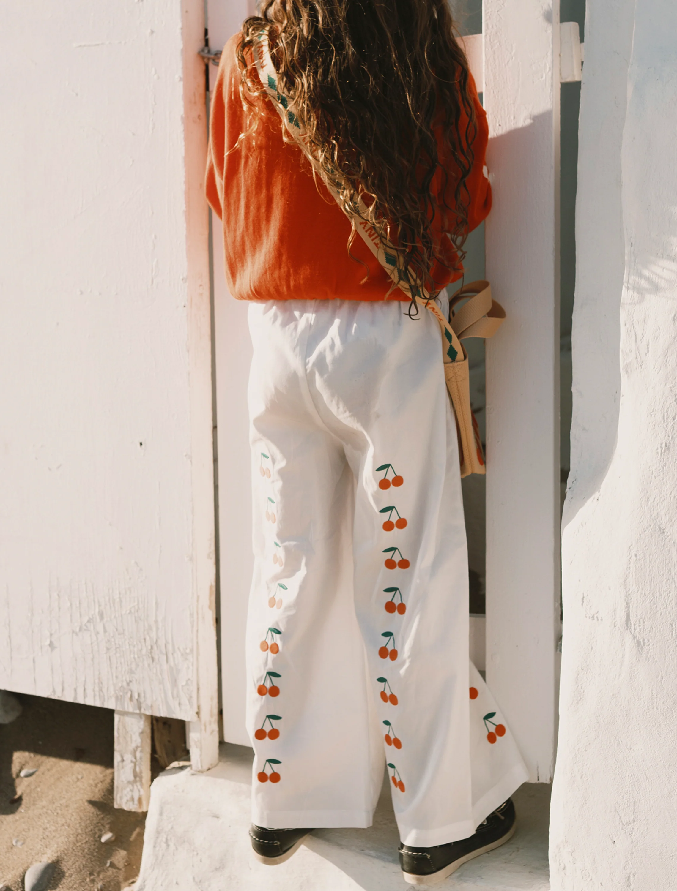 Mini Cherries Twill Pants in Off-White - Image 3