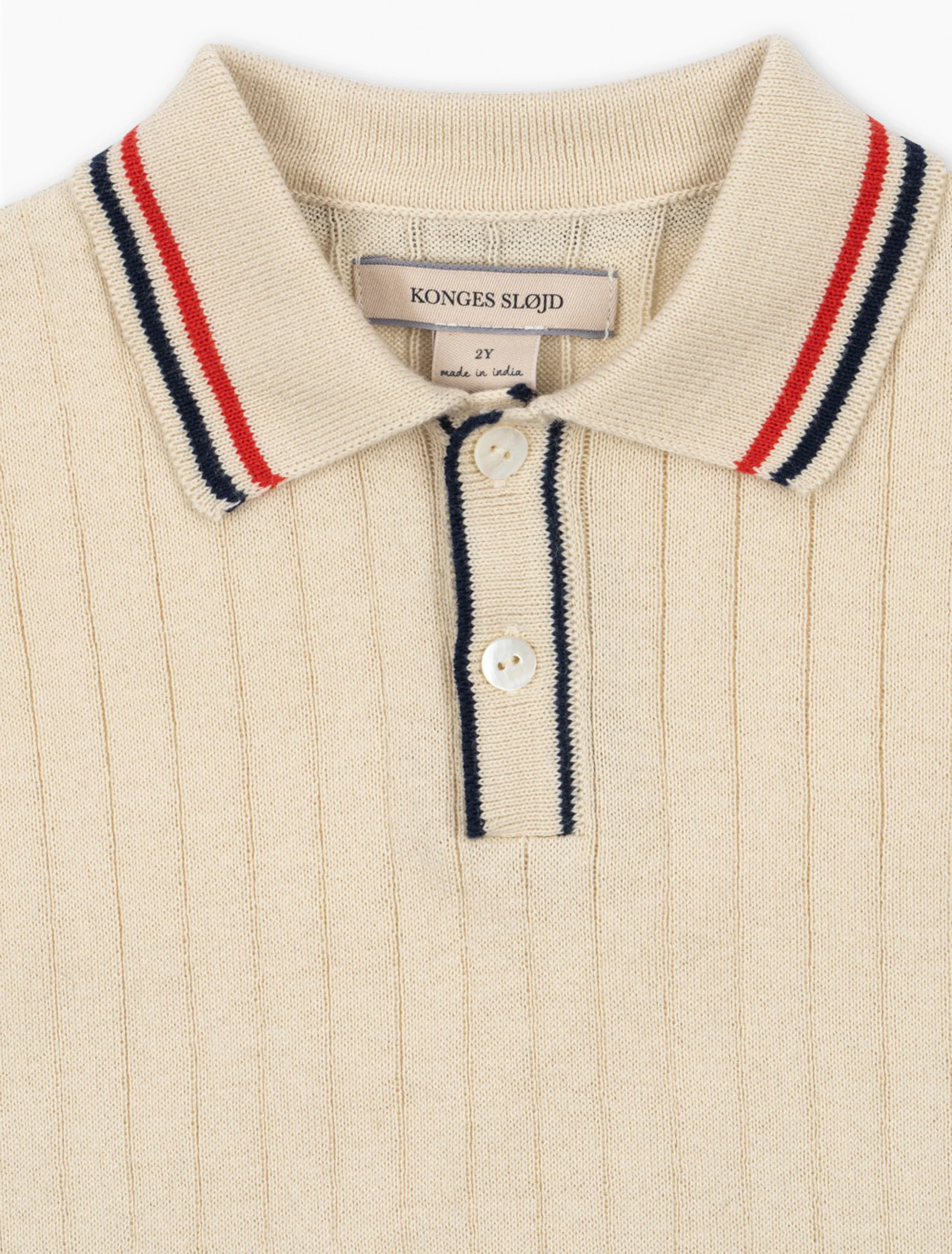 Mio Knit Polo in Almond Milk - Image 3