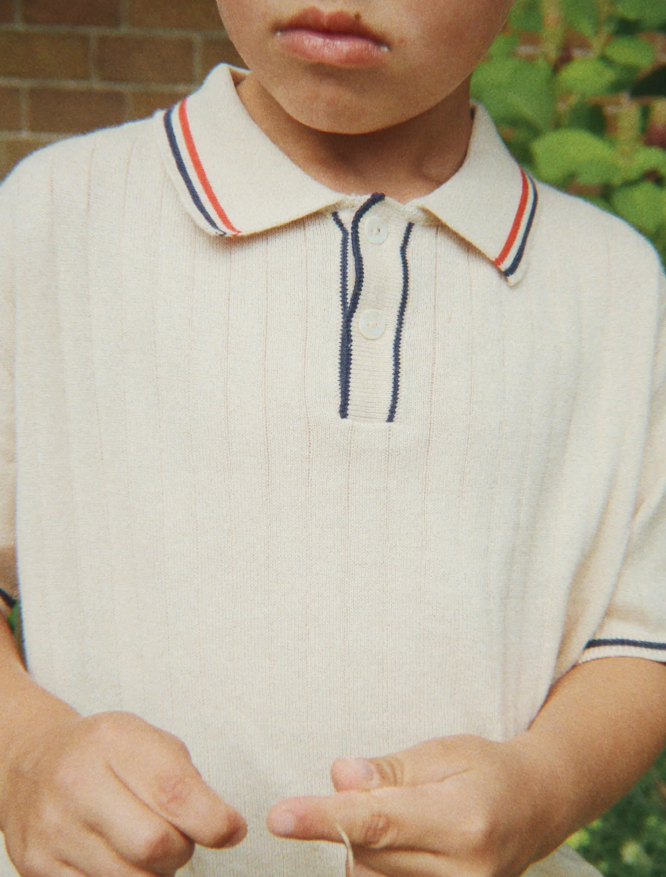 Mio Knit Polo in Almond Milk - Image 5