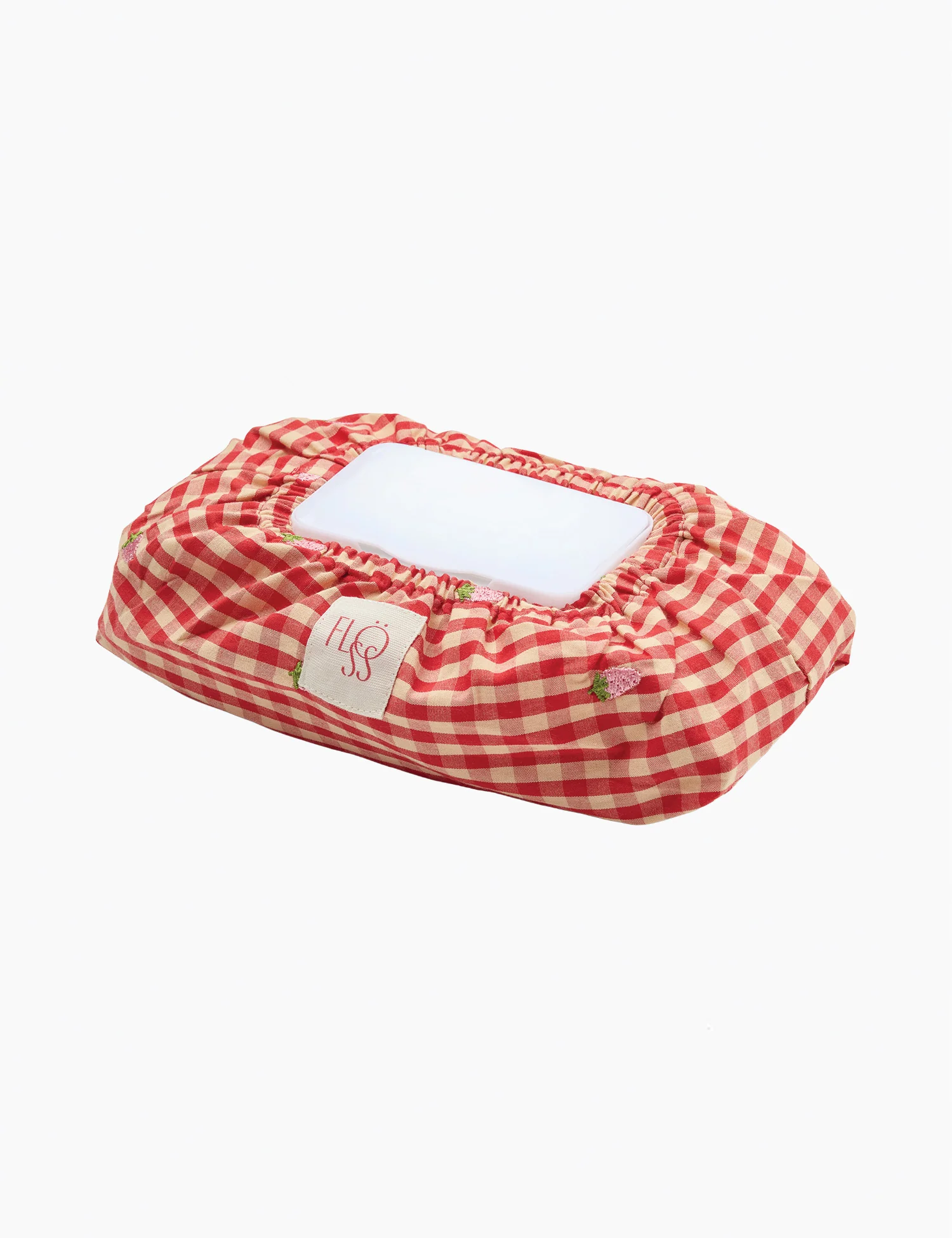 Molly Pineberry Wet Wipe Cover in Red-Pink Berry Gingham