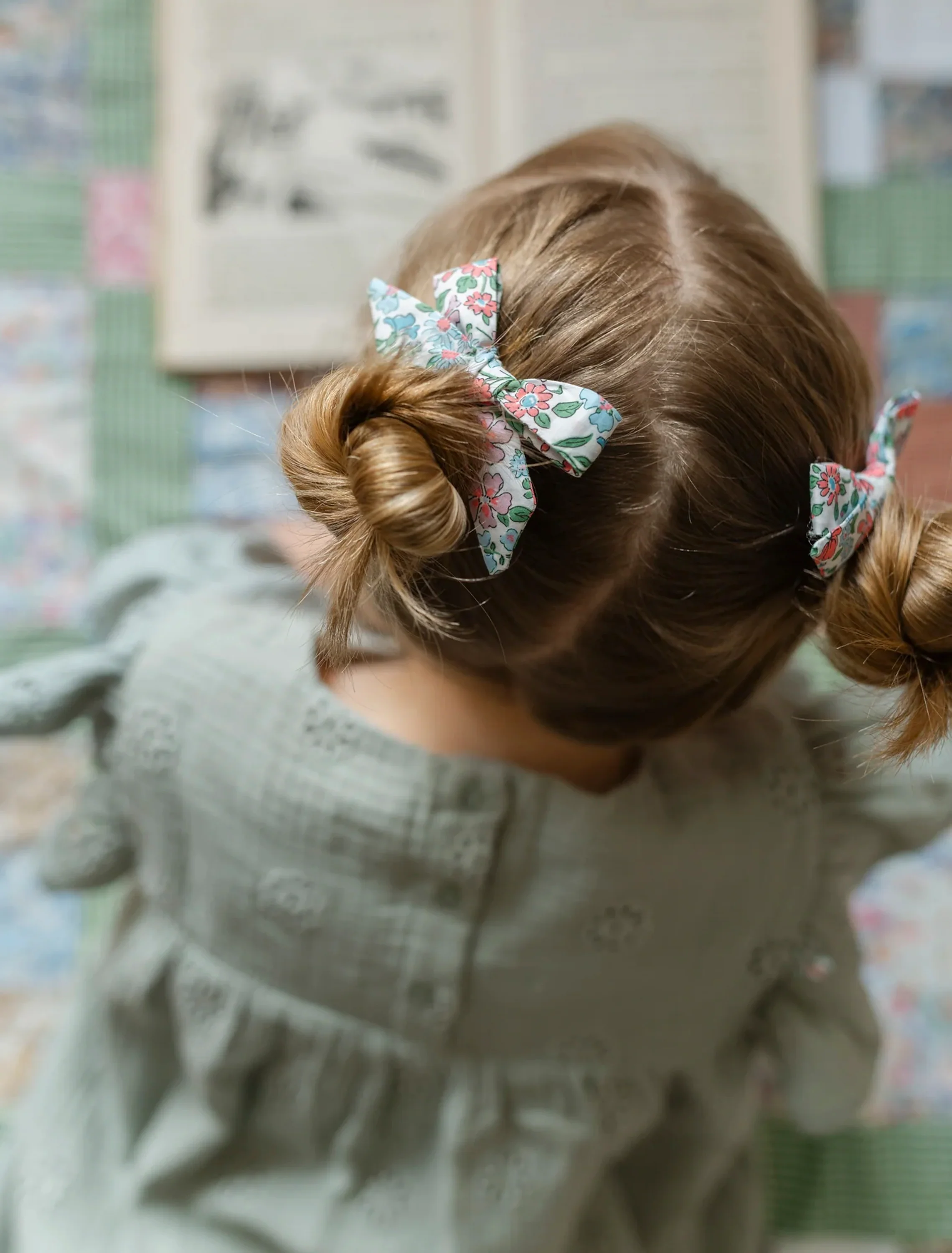 Pig Tail Hair Bows in Liberty Annabella - Image 3