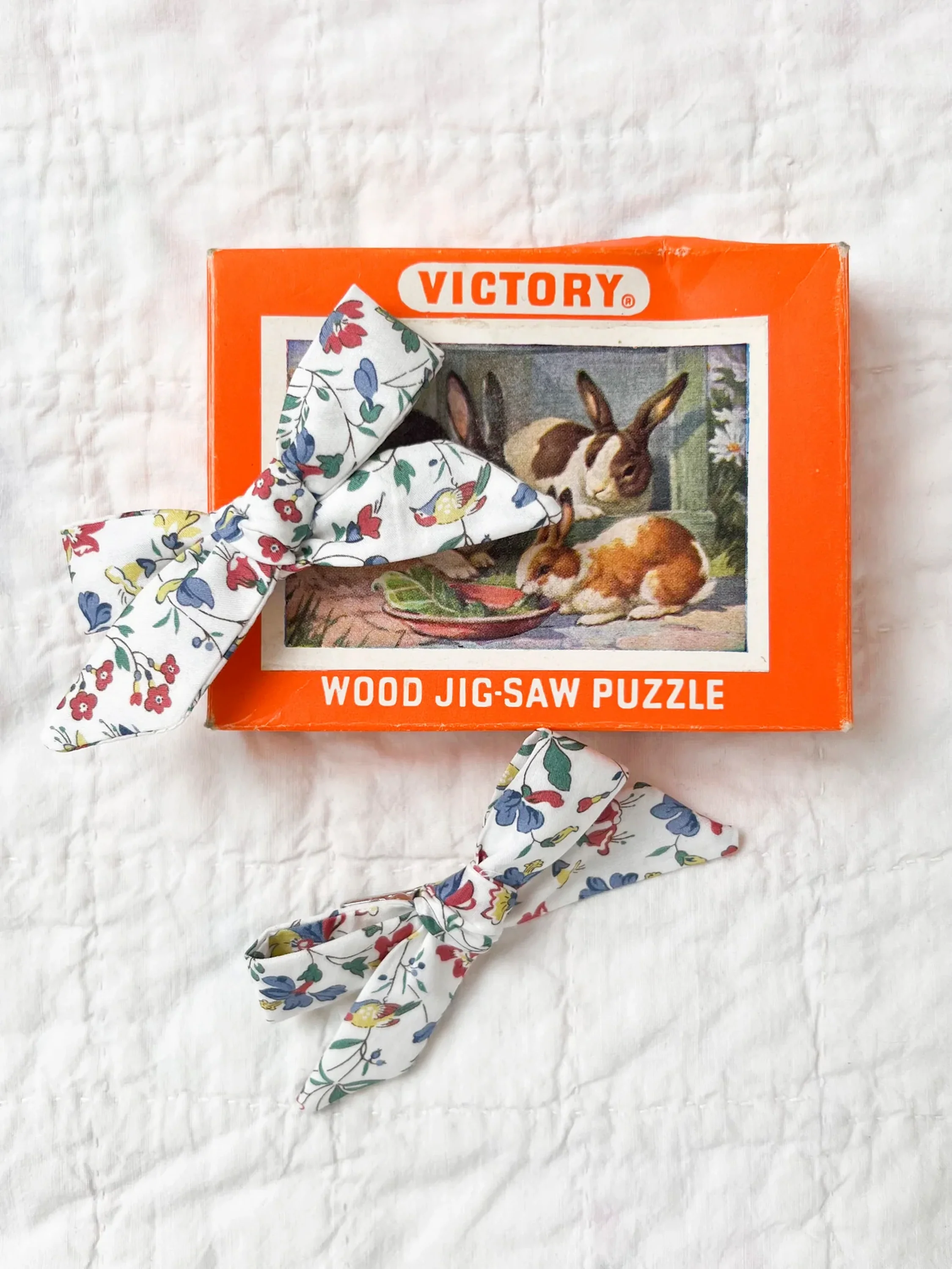 Pig Tail Hair Bows in Liberty Ivetas Garden - Image 2