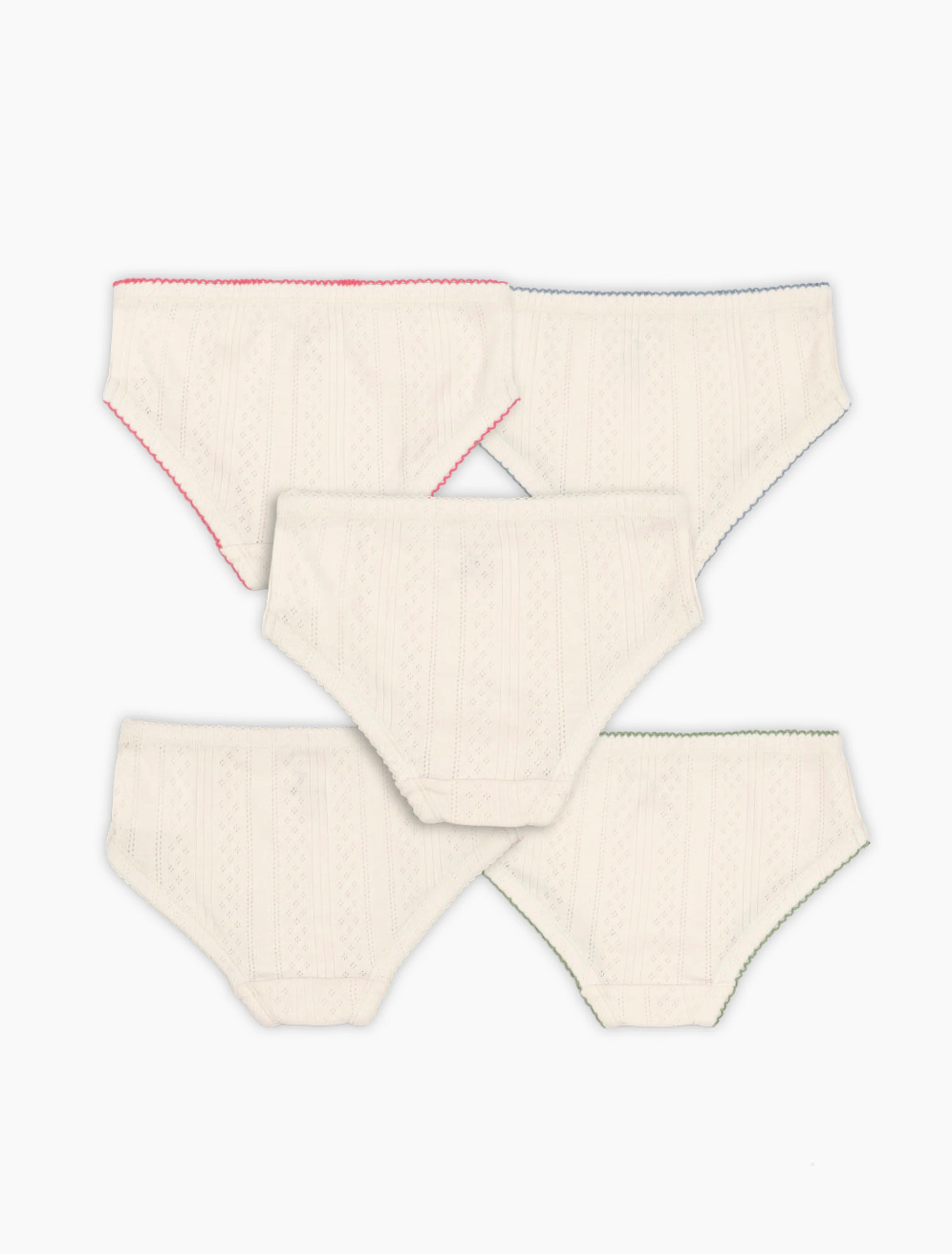 Pointelle Minna 5-Pack Girls Briefs in Antique White - Image 4