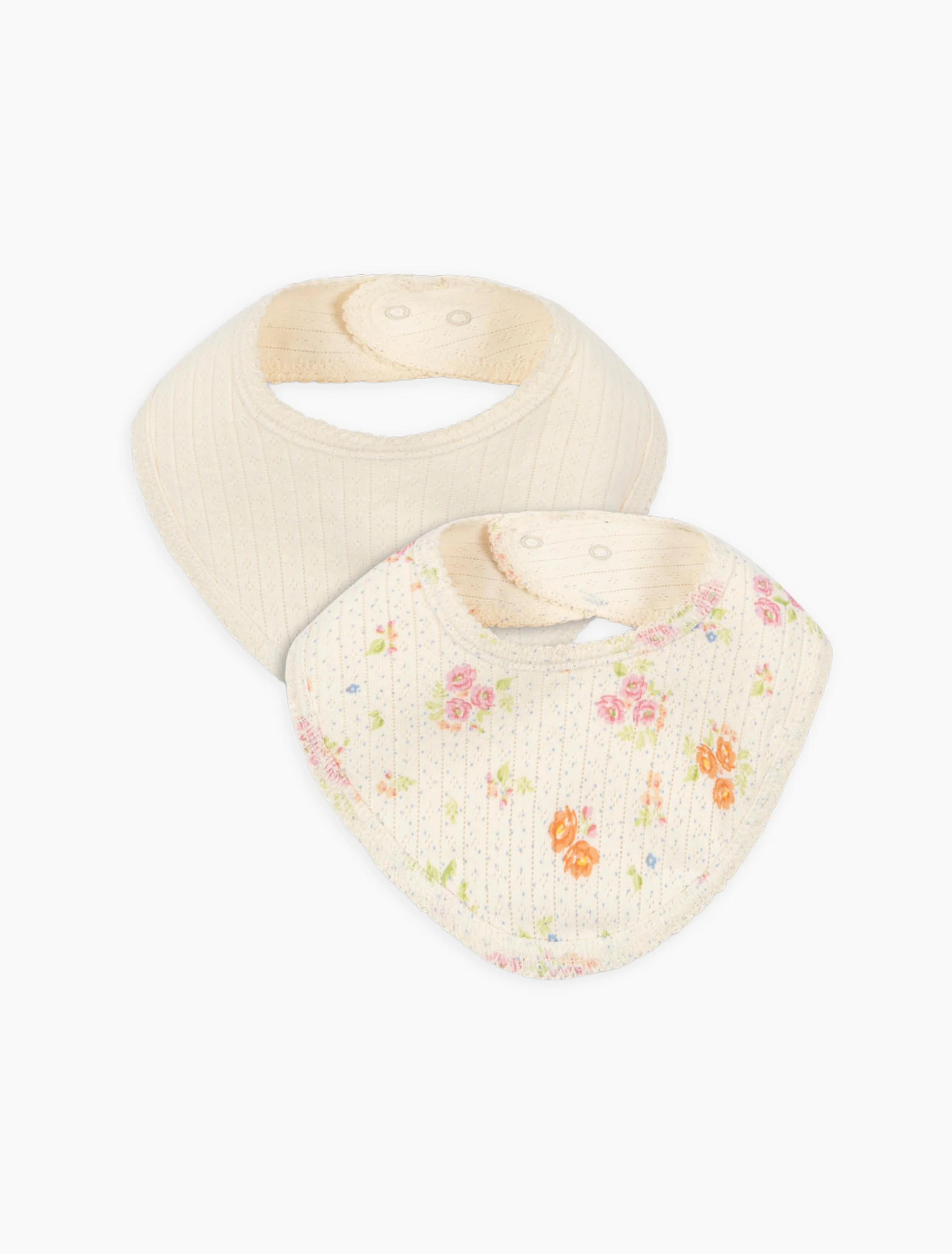 Pointelle Minnie Frill Bib - 2 Pack in Nonoka