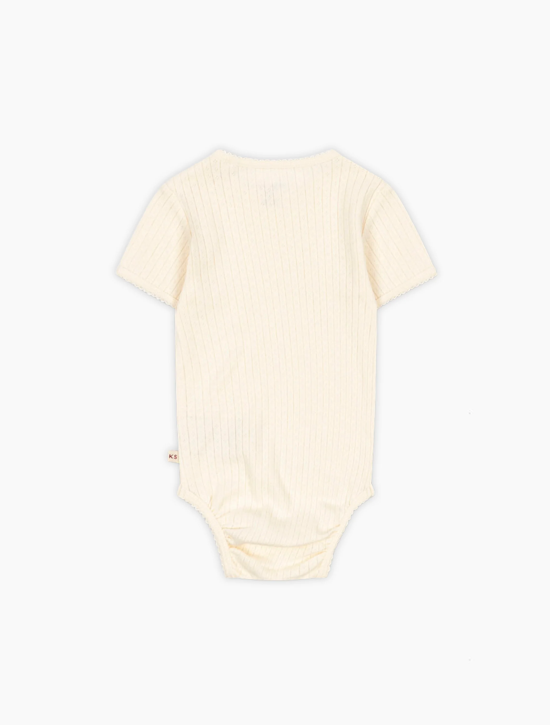 Pointelle Minnie SS Bodysuit in Antique White - Image 2