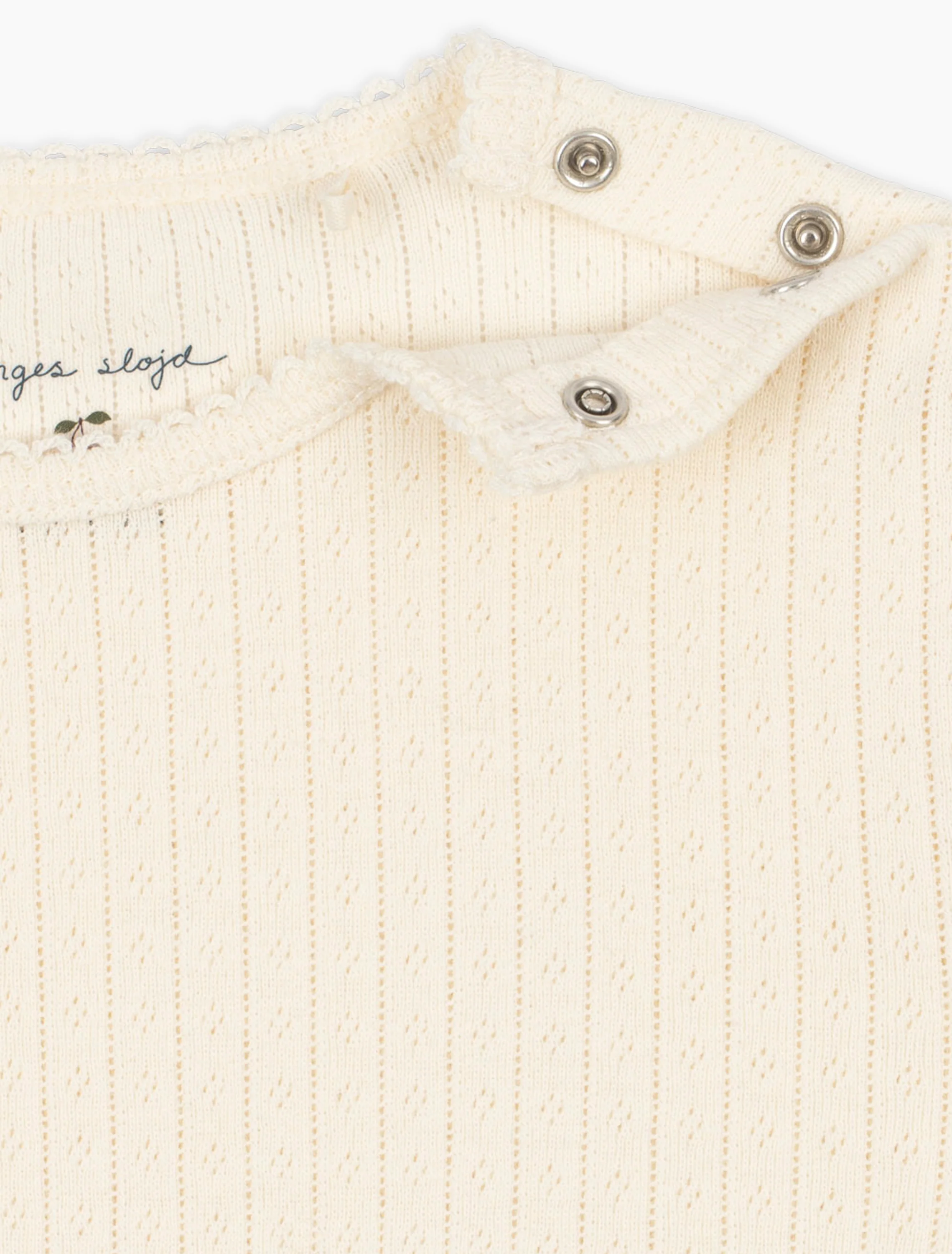 Pointelle Minnie SS Bodysuit in Antique White - Image 3