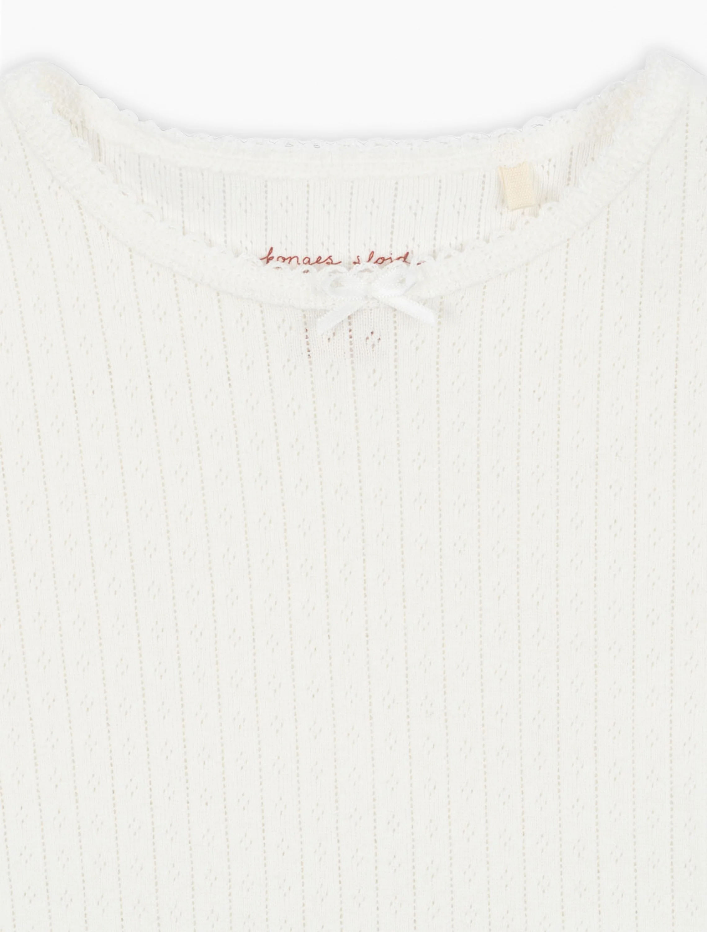 Pointelle Minnie Tee in Optic White - Image 3