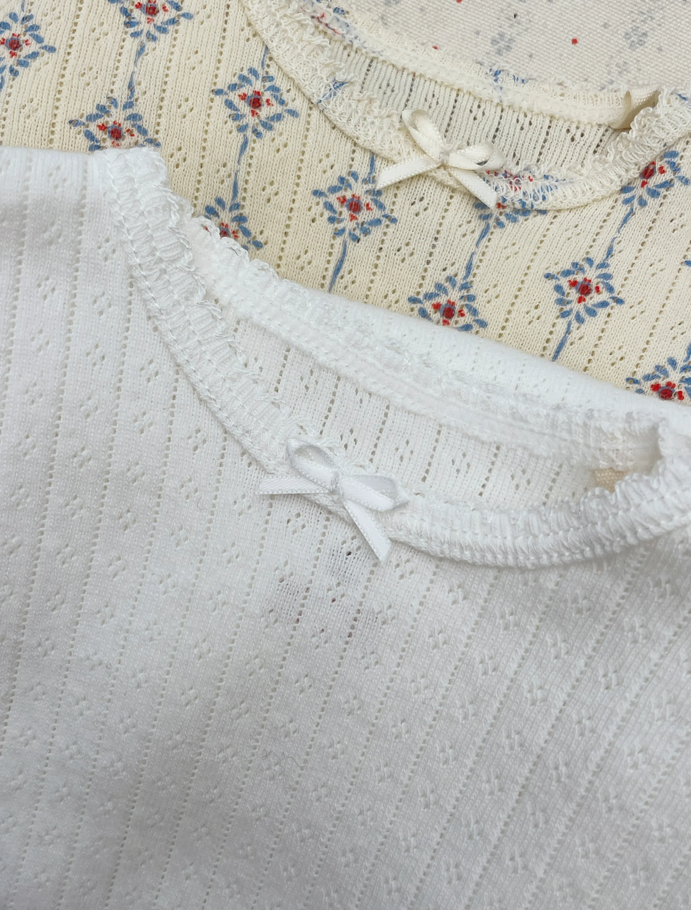 Pointelle Minnie Tee in Optic White - Image 4