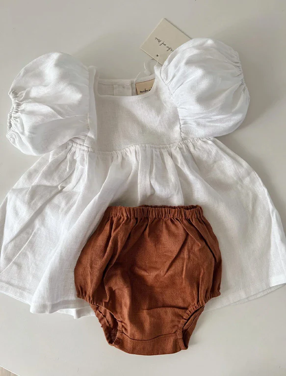 Poppy Dress in White Linen - Image 3