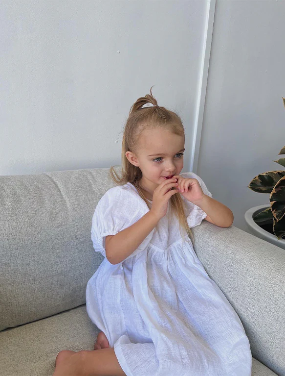 Poppy Dress in White Linen - Image 4