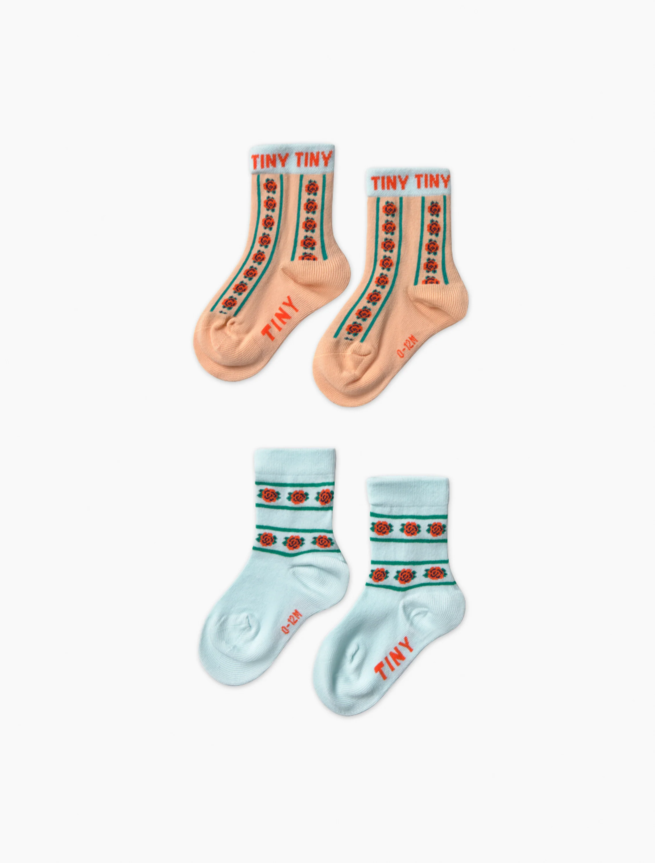 Roses Medium Socks - 2 Pack in Wild Rose/Ice Blue