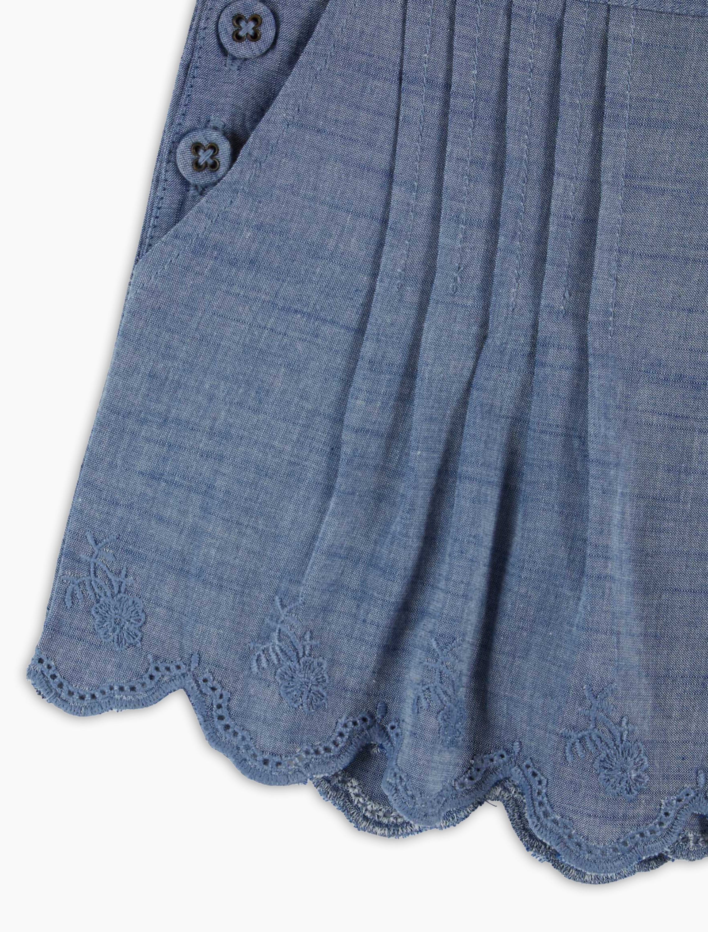 Scalloped Shorts in Chambray - Image 2