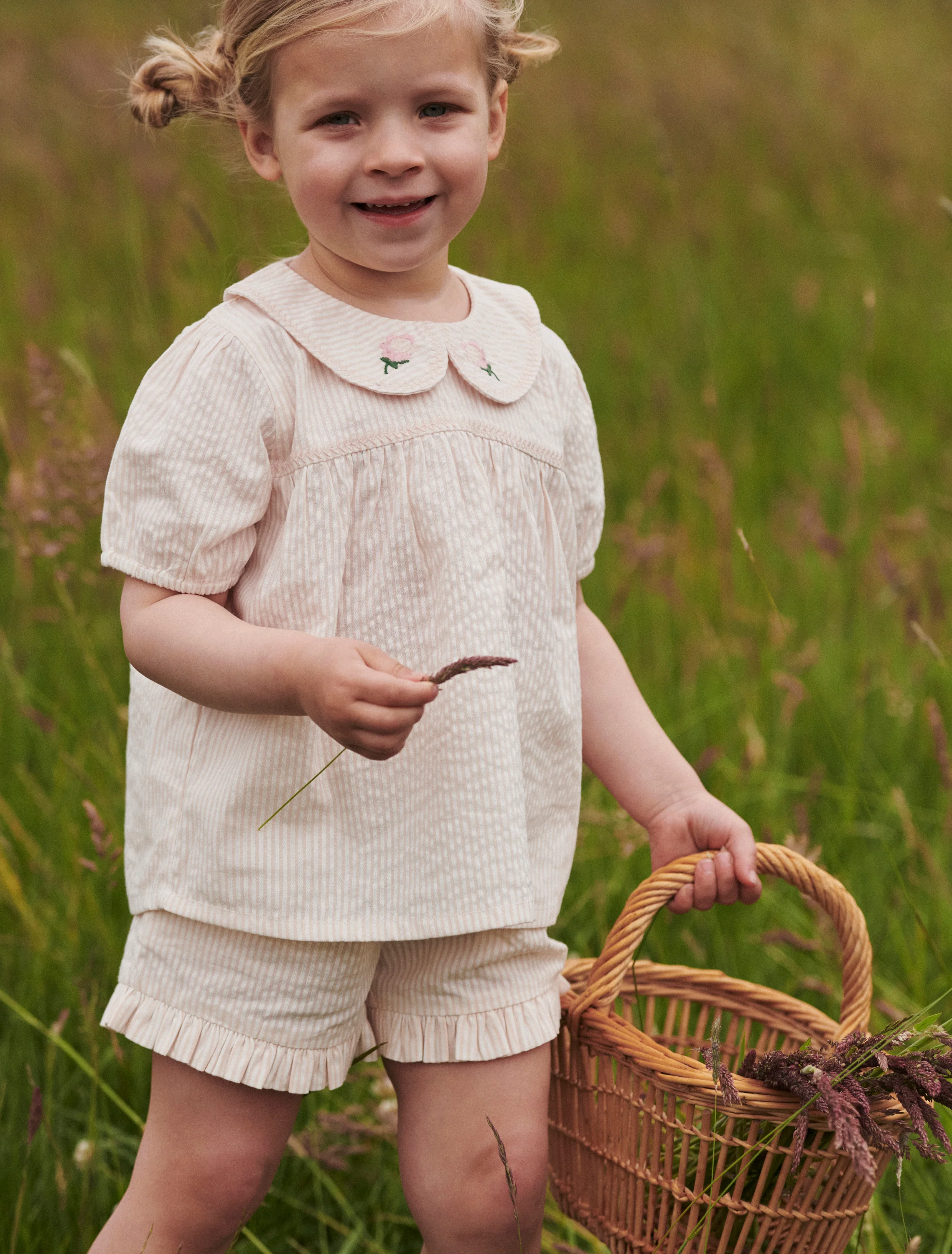 Seersucker Blouse in Dusty Rose/Cream Stripe - Image 4