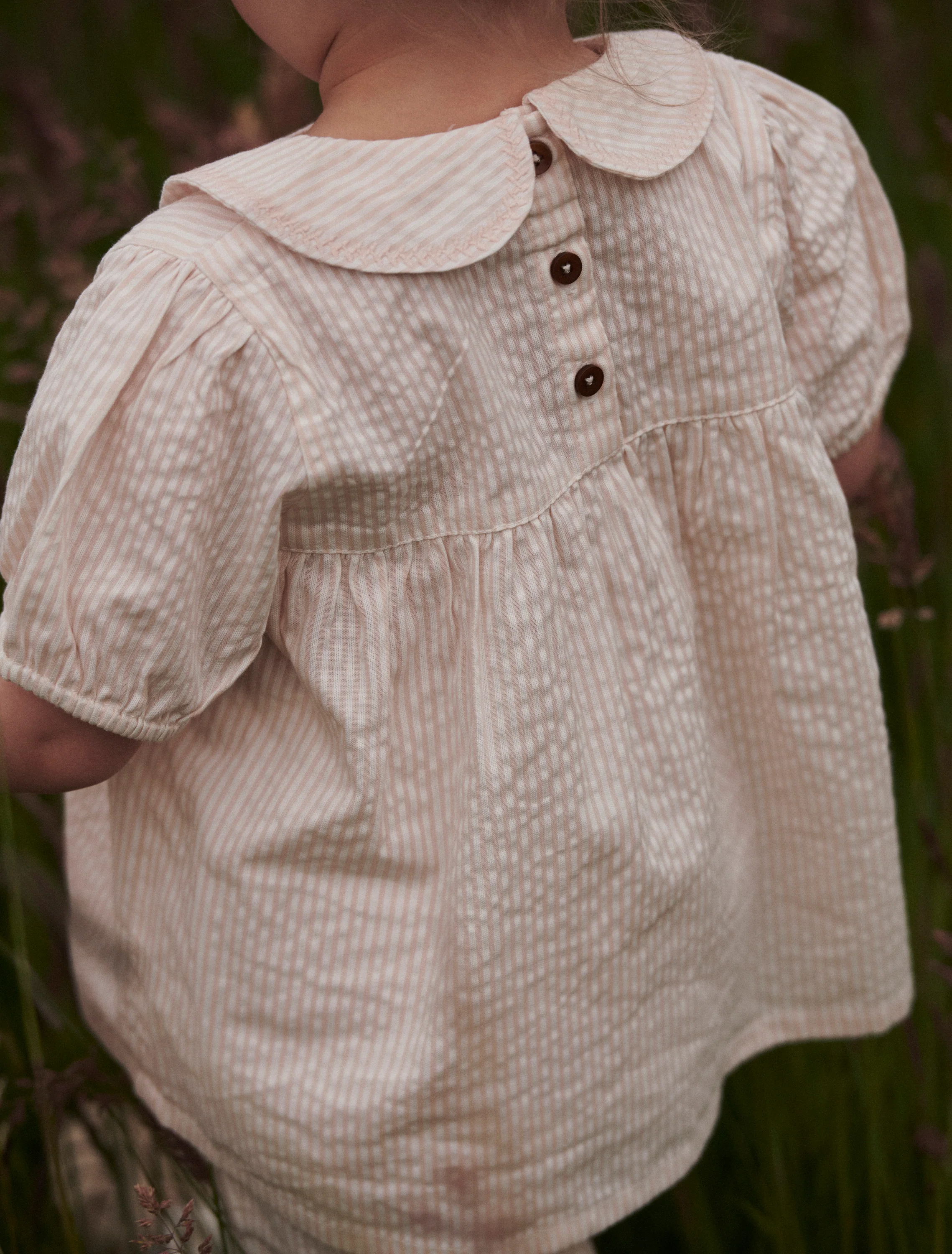 Seersucker Blouse in Dusty Rose/Cream Stripe - Image 5