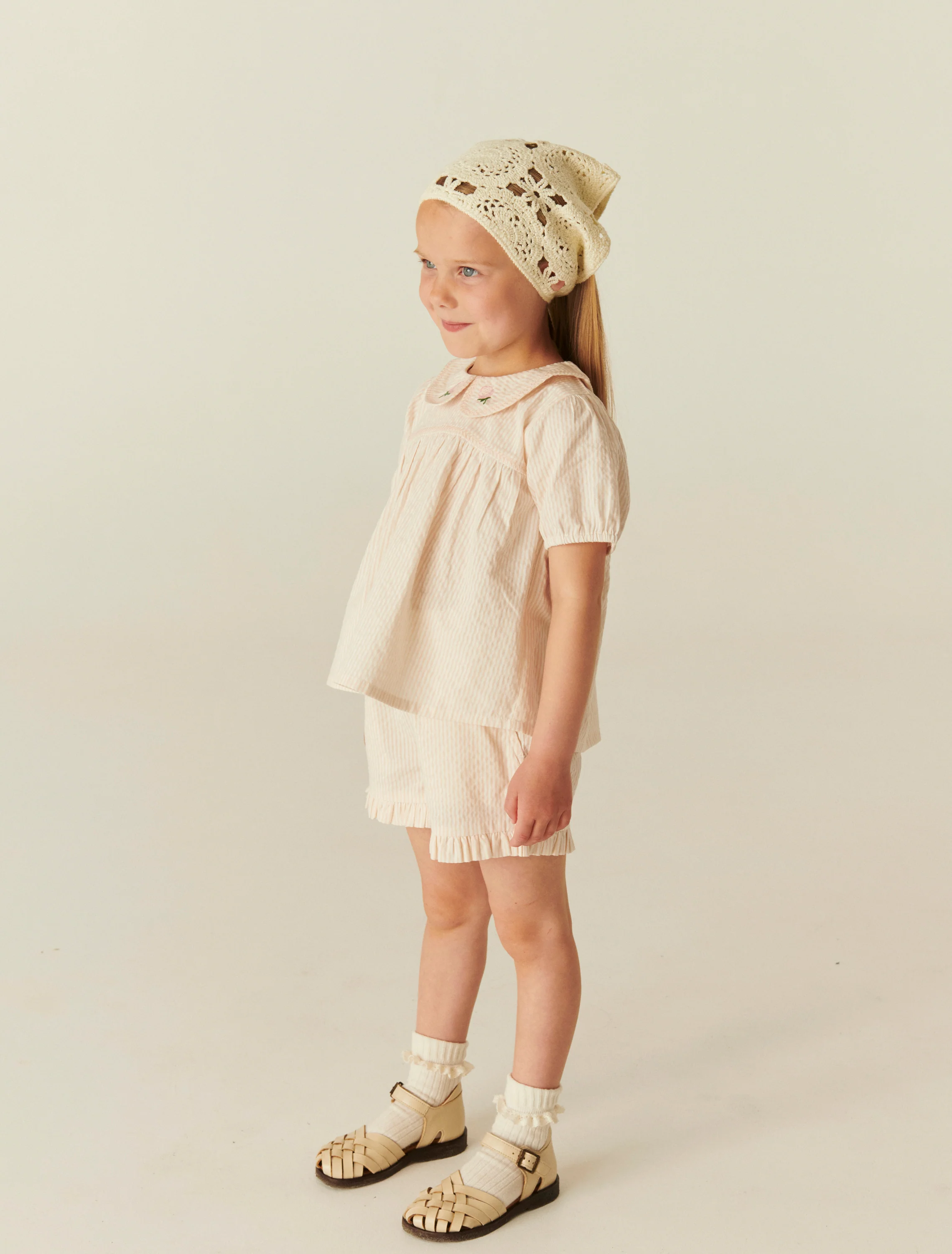 Seersucker Blouse in Dusty Rose/Cream Stripe - Image 6