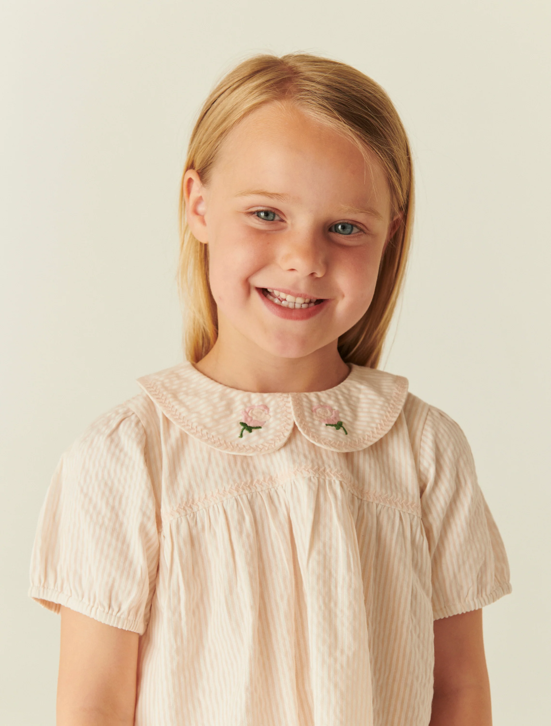 Seersucker Blouse in Dusty Rose/Cream Stripe - Image 7