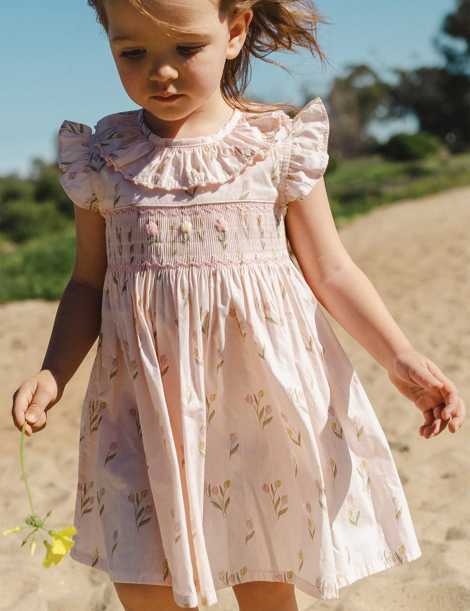 Smock Flutter Dress in Dancing Tulips - Image 2
