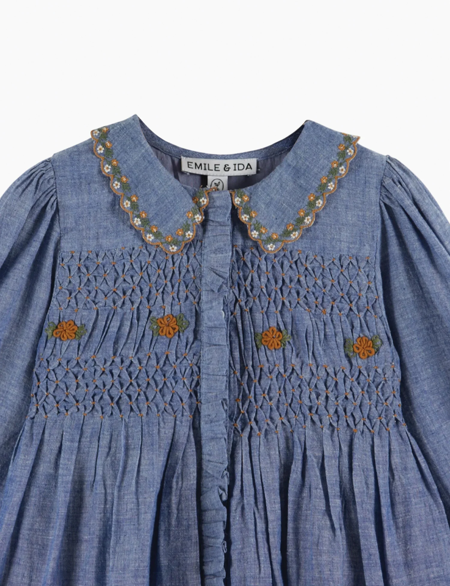 Smocked Dress in Chambray - Image 6