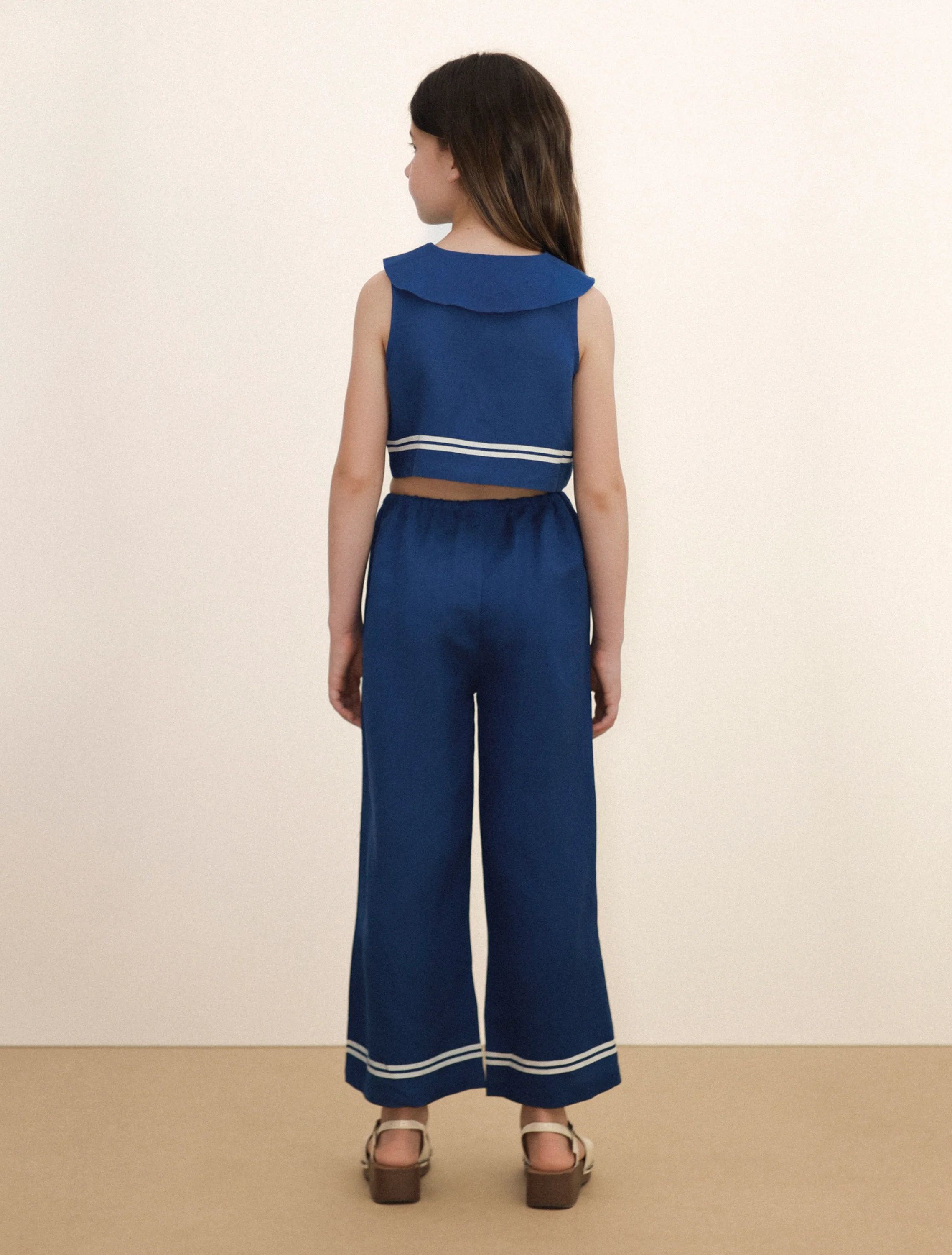Stripes Cropped Shirt in Light Navy - Image 4