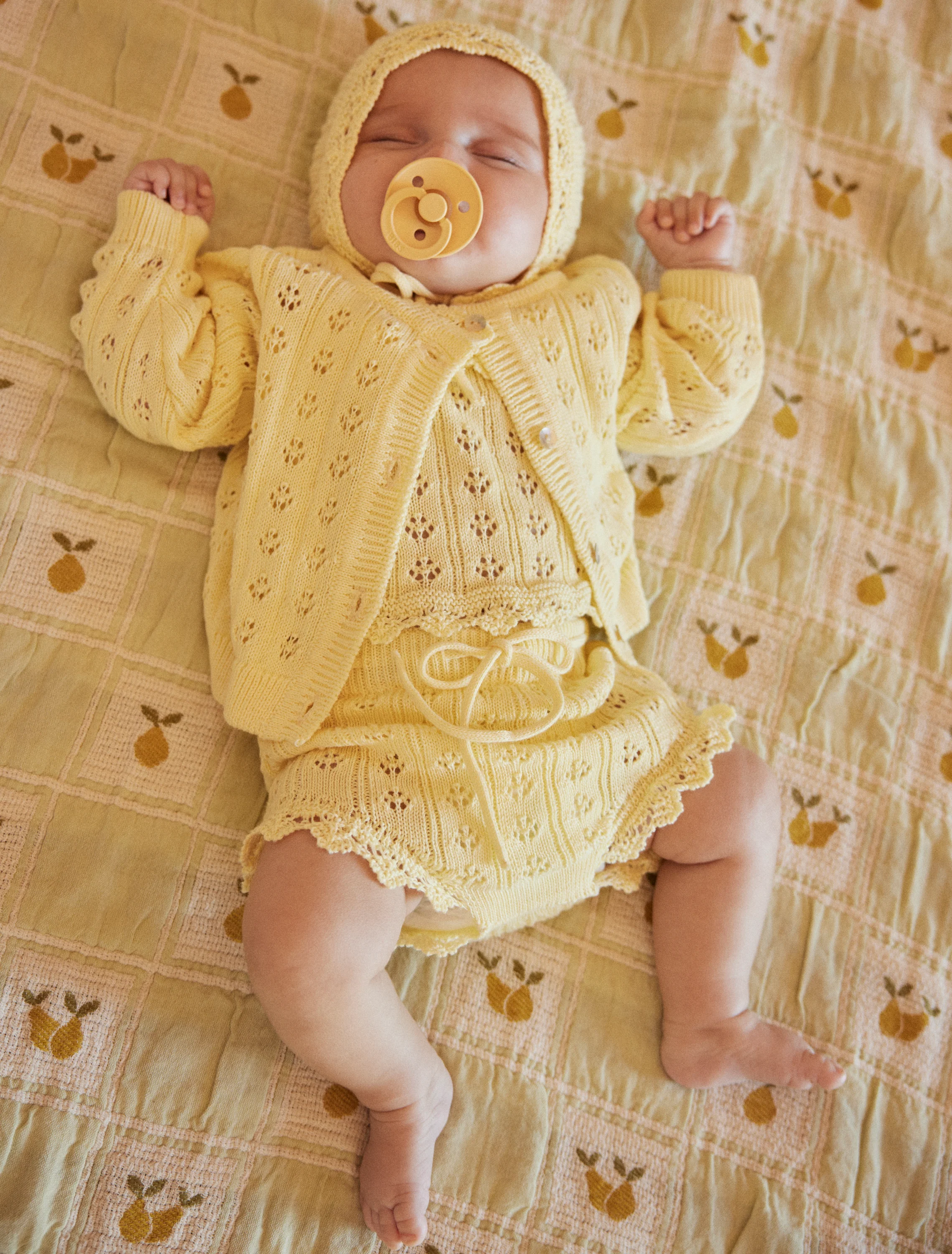 Summer Baby Cardigan in Butter Yellow Knit - Image 2