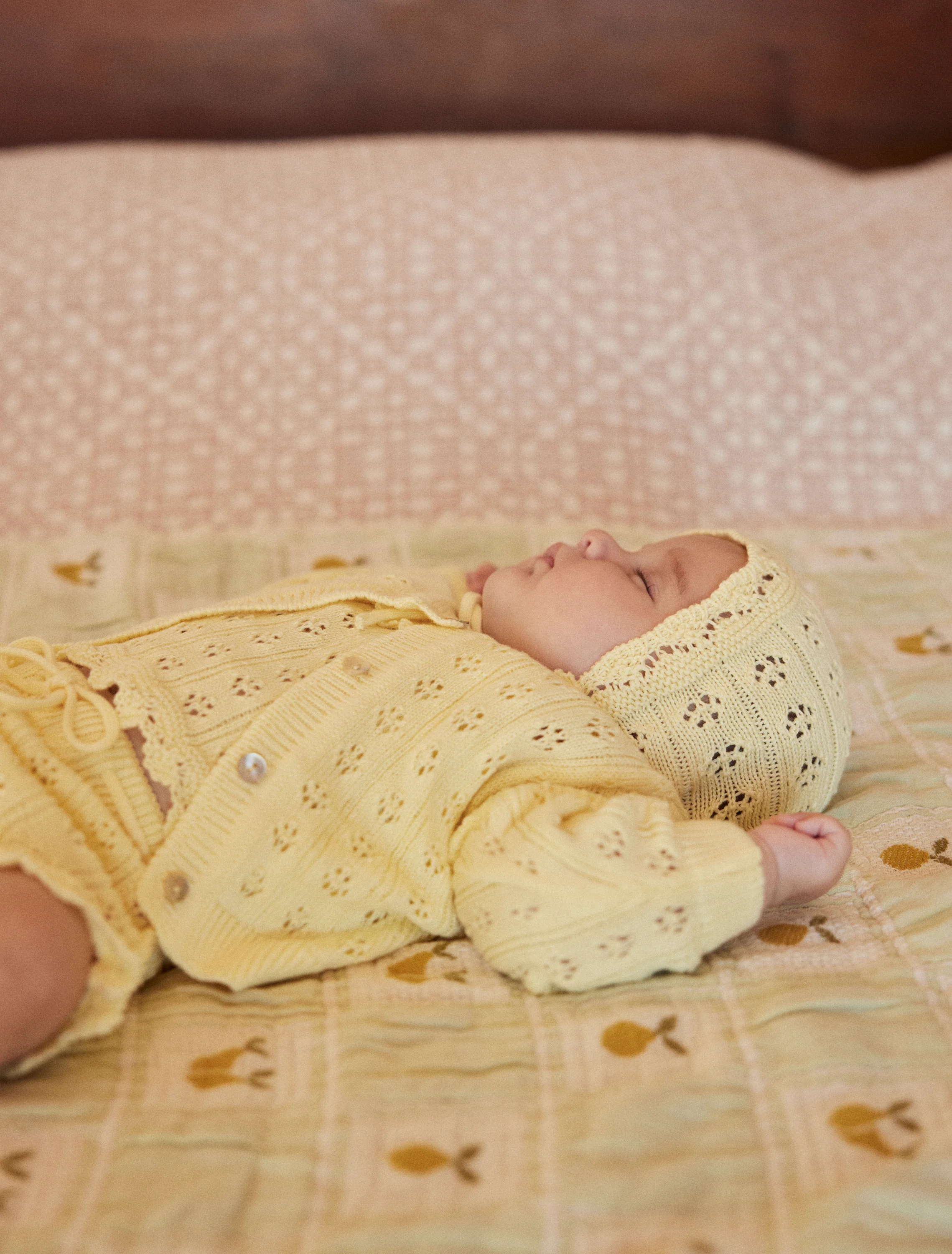 Summer Baby Cardigan in Butter Yellow Knit - Image 4