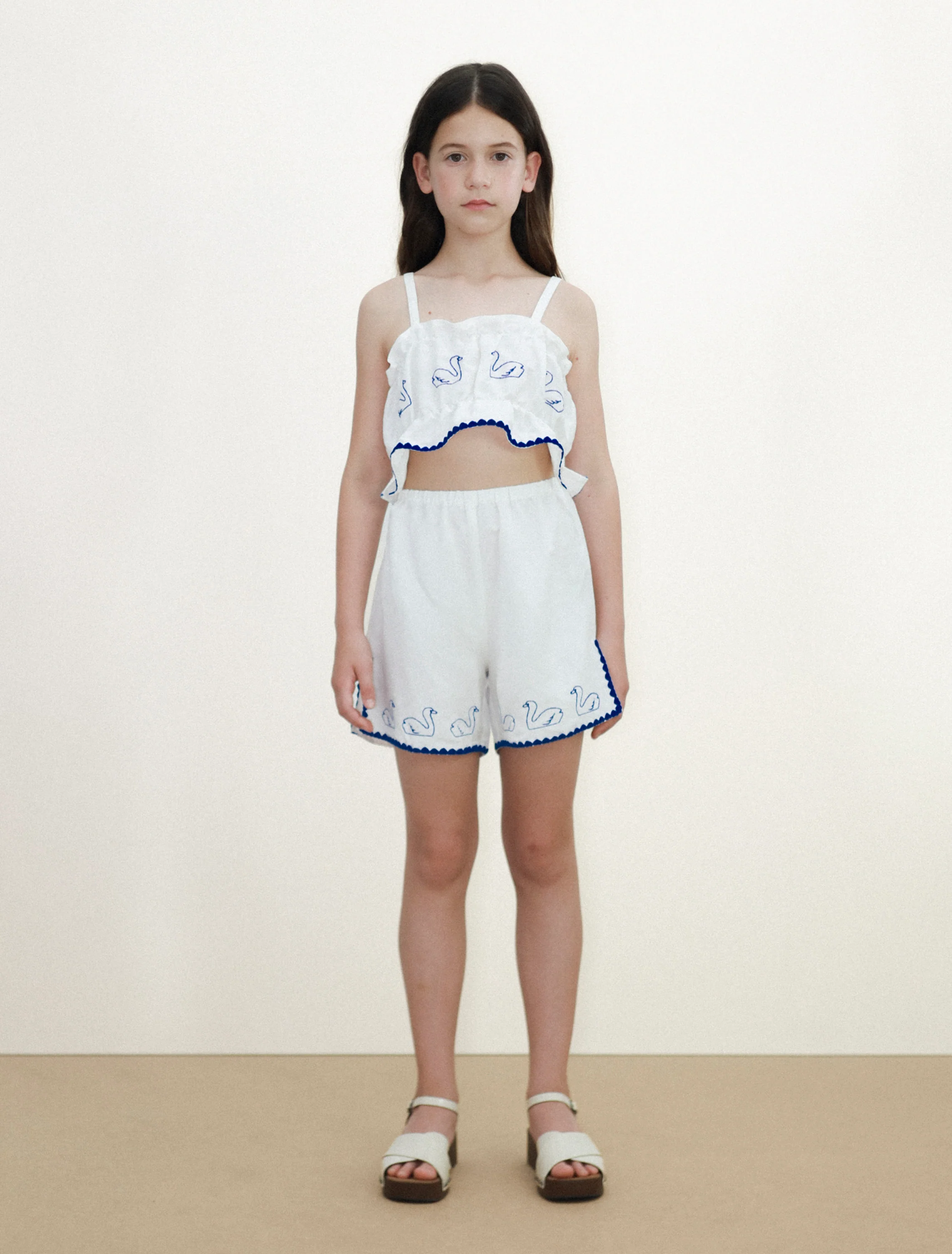 Swans Bows Linen Top in Off-White - Image 3