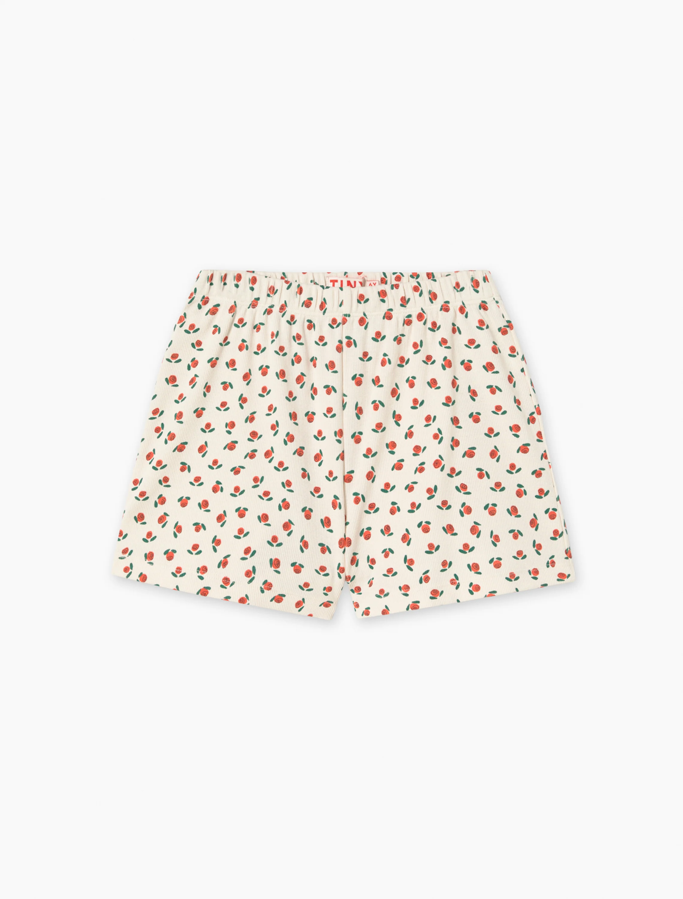 Tiny Roses Rib Shorts in Off-White