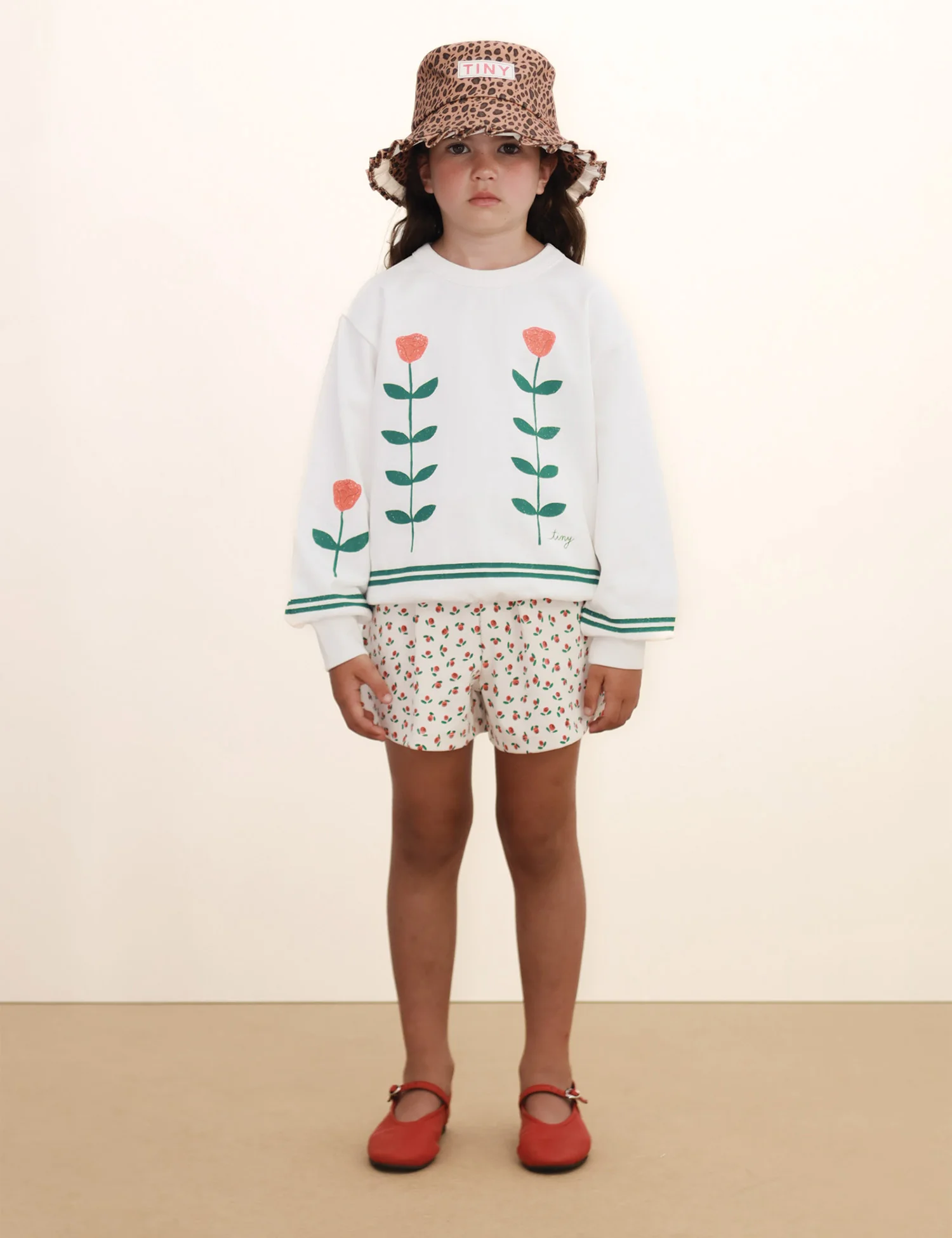 Tiny Roses Rib Shorts in Off-White - Image 2