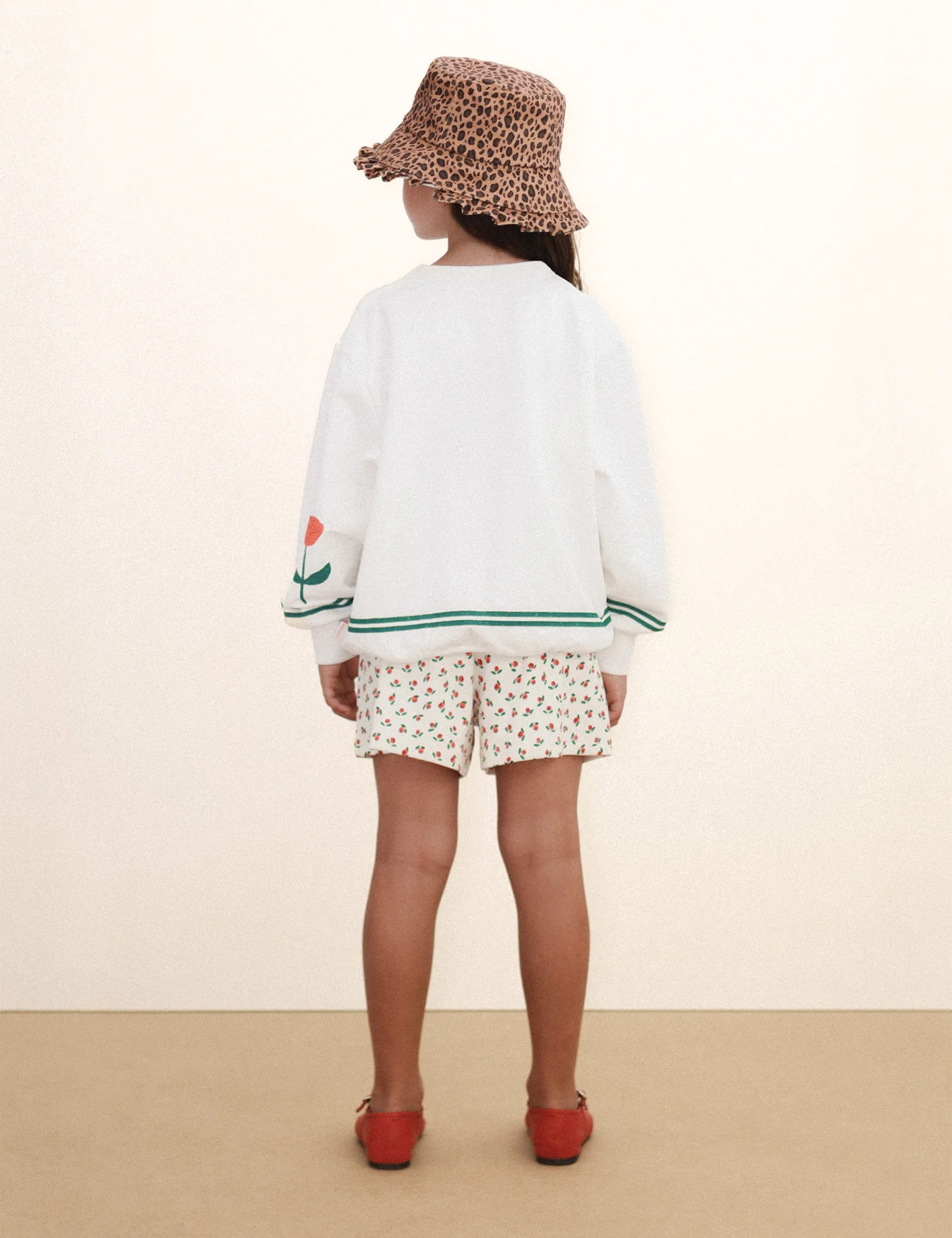 Tiny Roses Rib Shorts in Off-White - Image 3