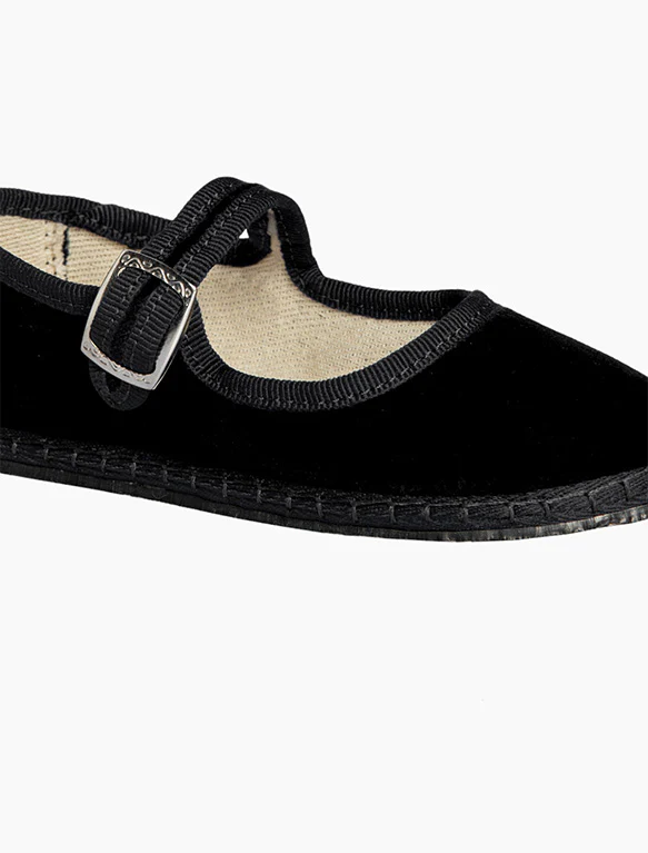 Velvet Mary Jane Flats in Jet - Image 3