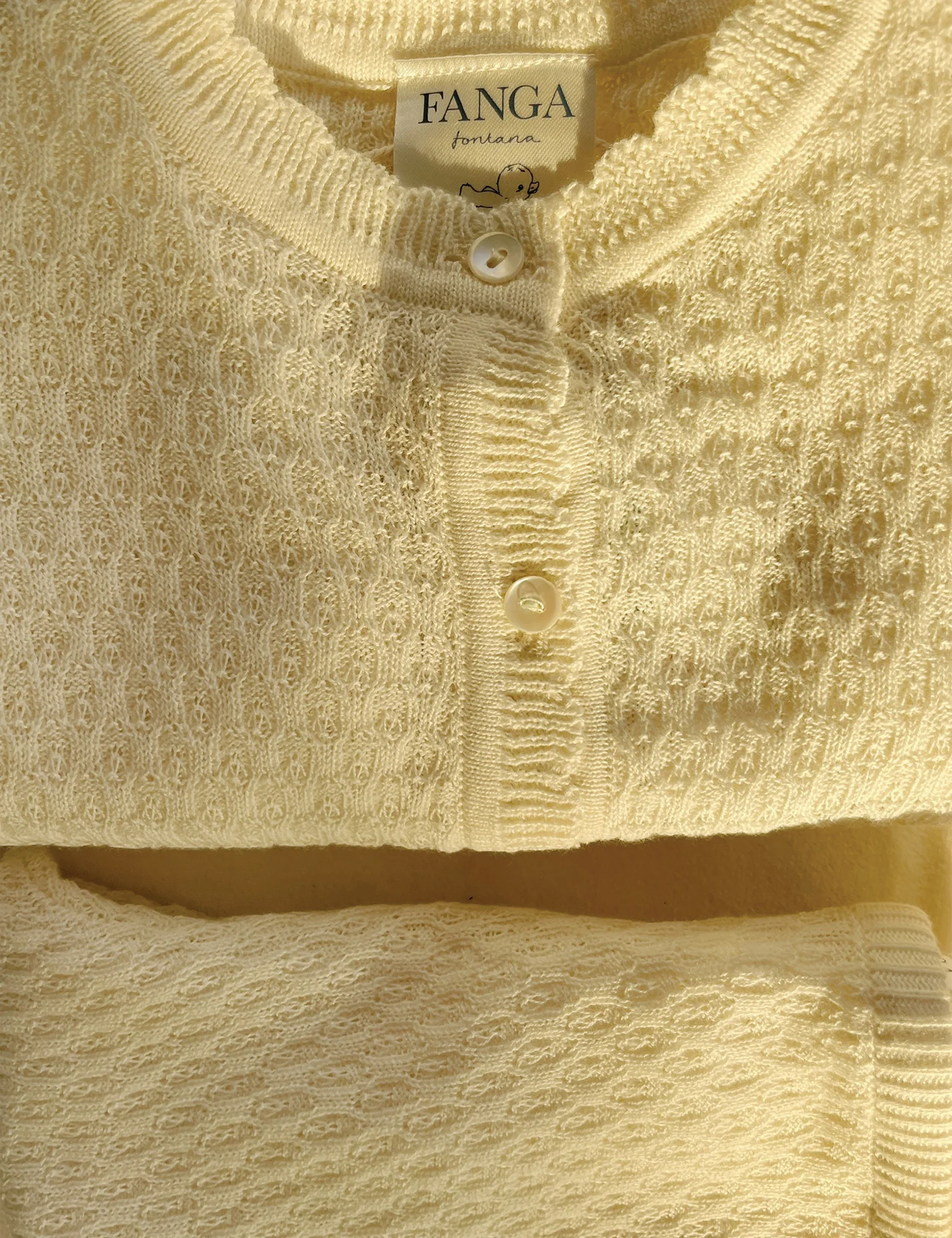 Venti Pointelle Cardigan in Antique White - Image 3