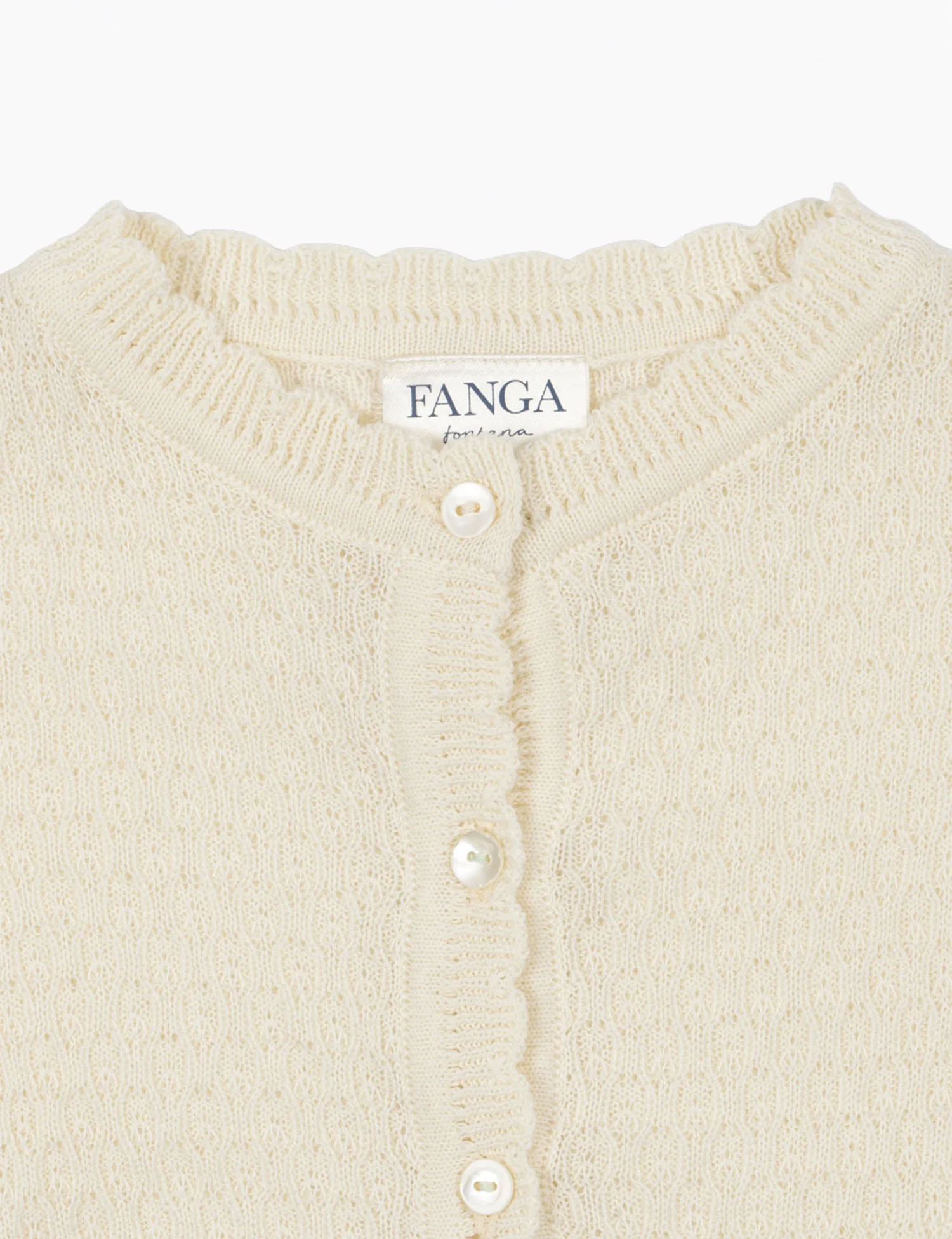 Venti Pointelle Cardigan in Antique White - Image 5