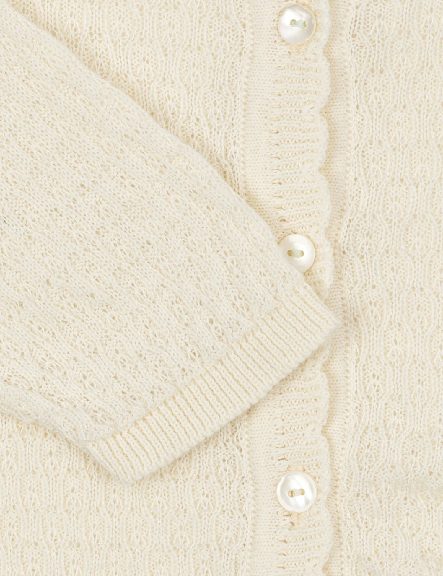 Venti Pointelle Cardigan in Antique White - Image 6
