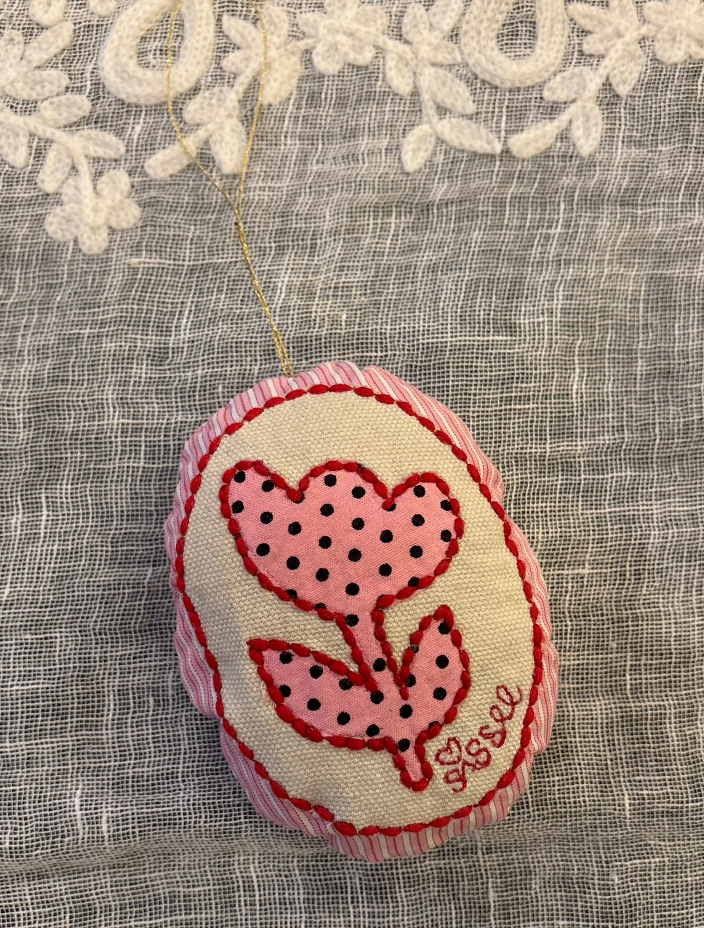 Vera Easter Egg Ornament in Pink Dots - Image 3