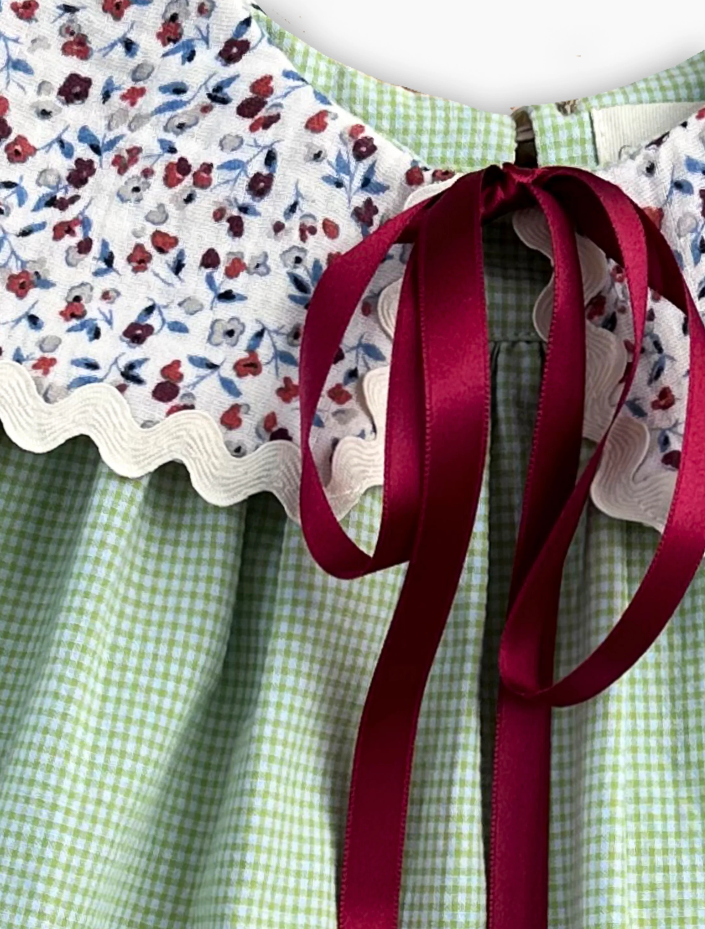 Von Trapp Dress in Blue/Green Gingham - Image 3