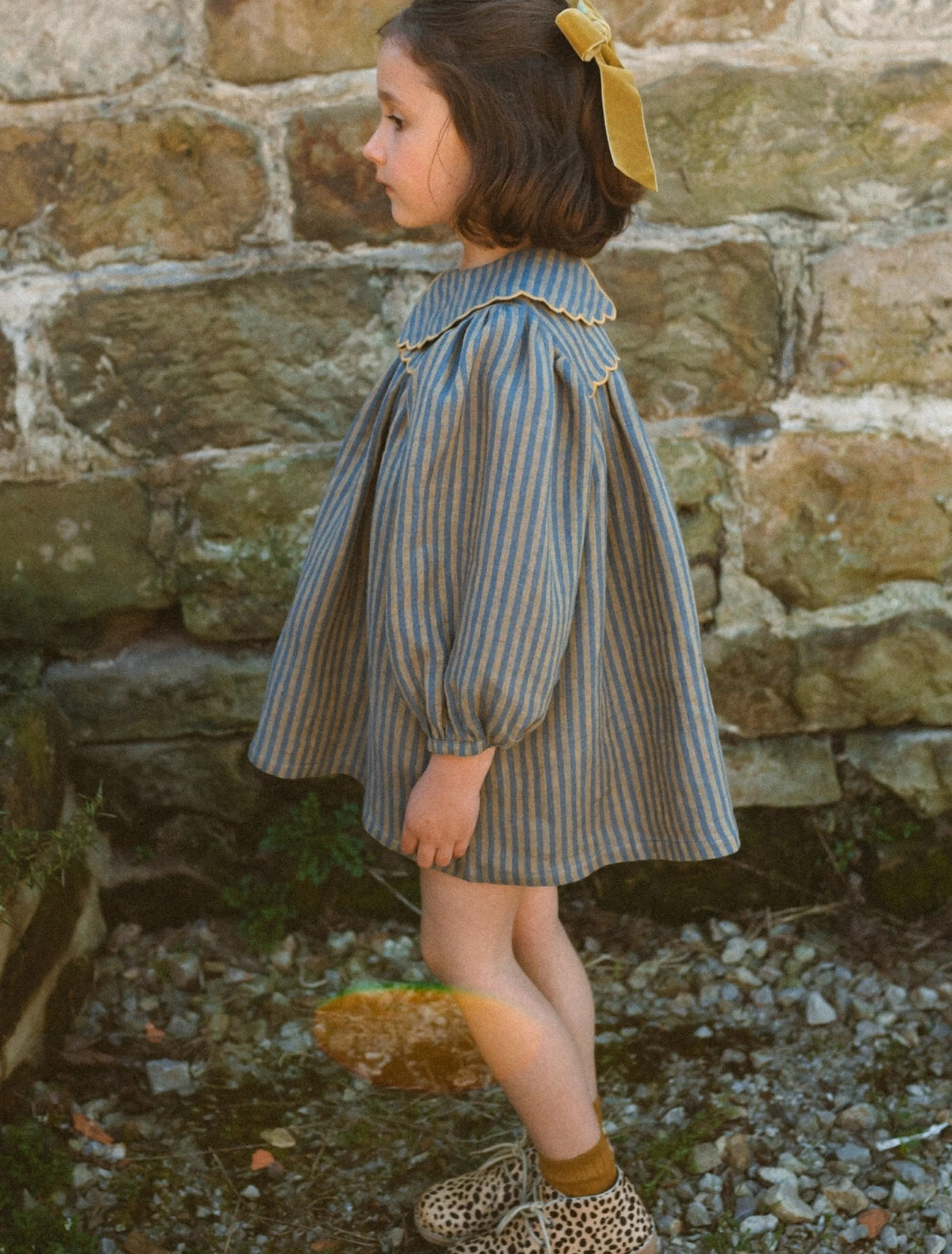 Willa Dress in Stonewash Blue & Butter Stripe Linen - Image 6