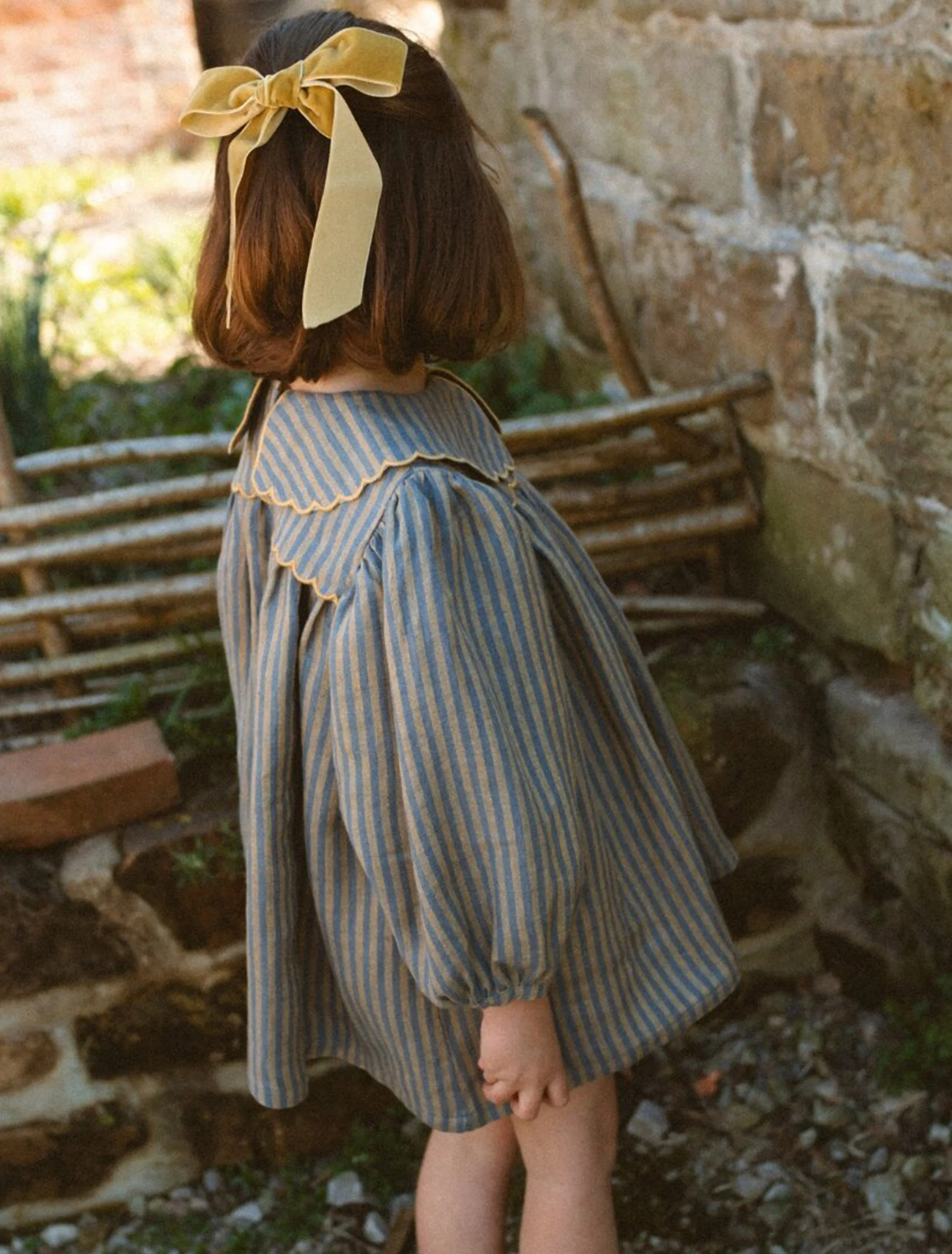 Willa Dress in Stonewash Blue & Butter Stripe Linen - Image 7