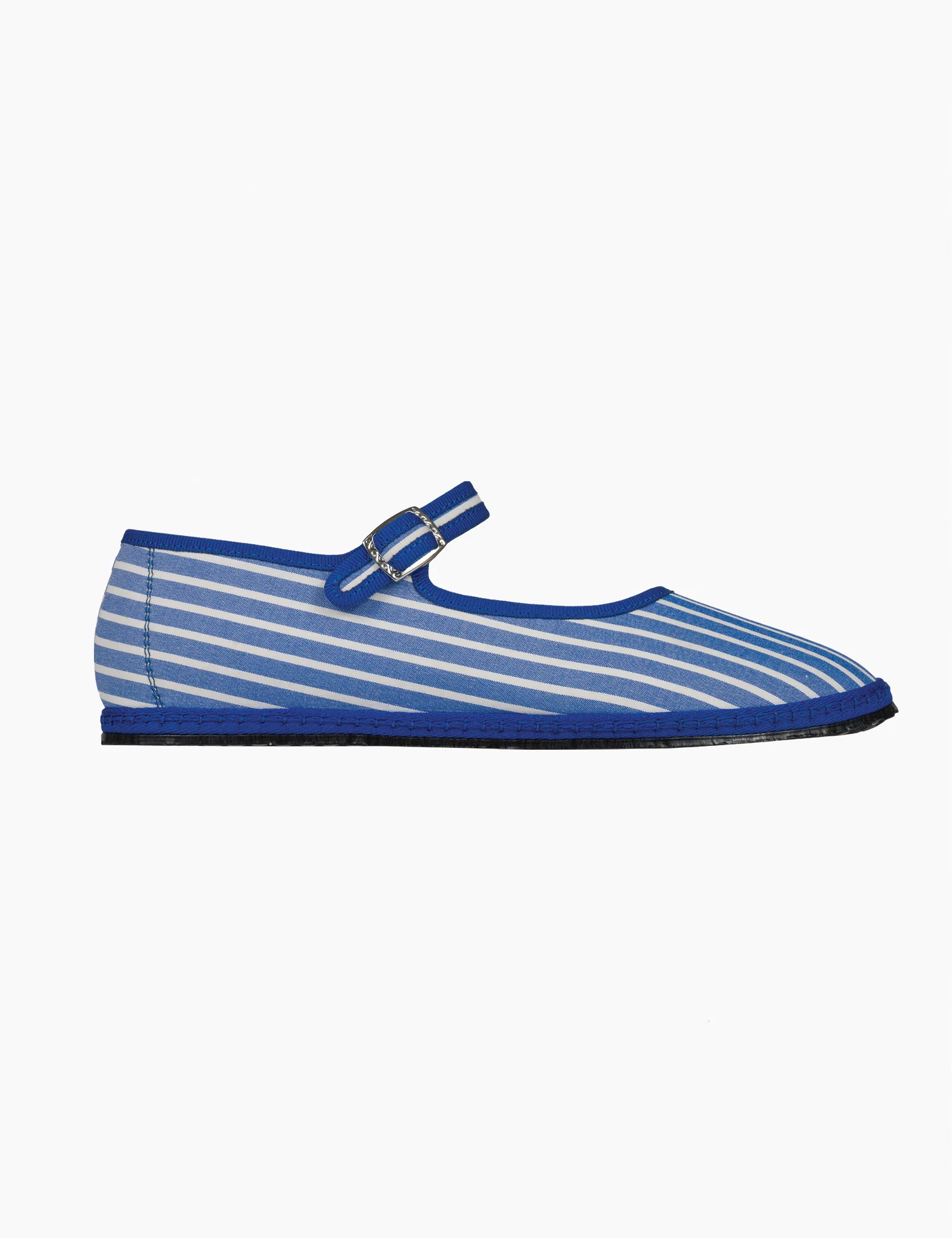 Women's Cotton Mary Jane Flats in Medusa Blue Stripes - Image 3