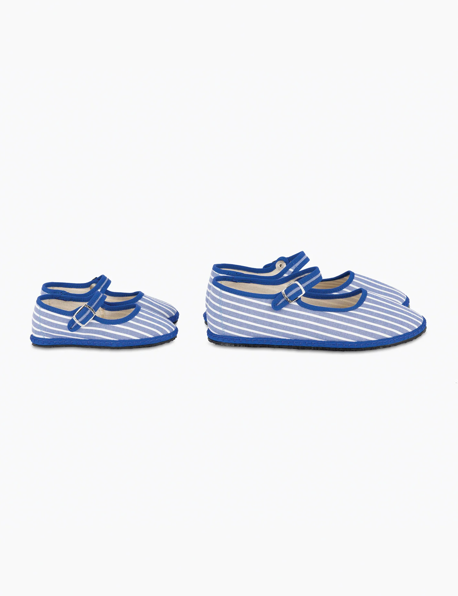 Women's Cotton Mary Jane Flats in Medusa Blue Stripes - Image 4